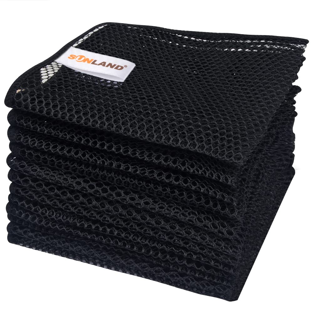 **SUNLAND 12-Pack Black Mesh Dish Cloths (12x12 Inch) – Odor-Free, Fast-Drying, Easy-Clean Kitchen Scrubber for Washing Dishes – Perfect for Daily Cleaning, Dishwashing & Non-Scratch Surface Care**