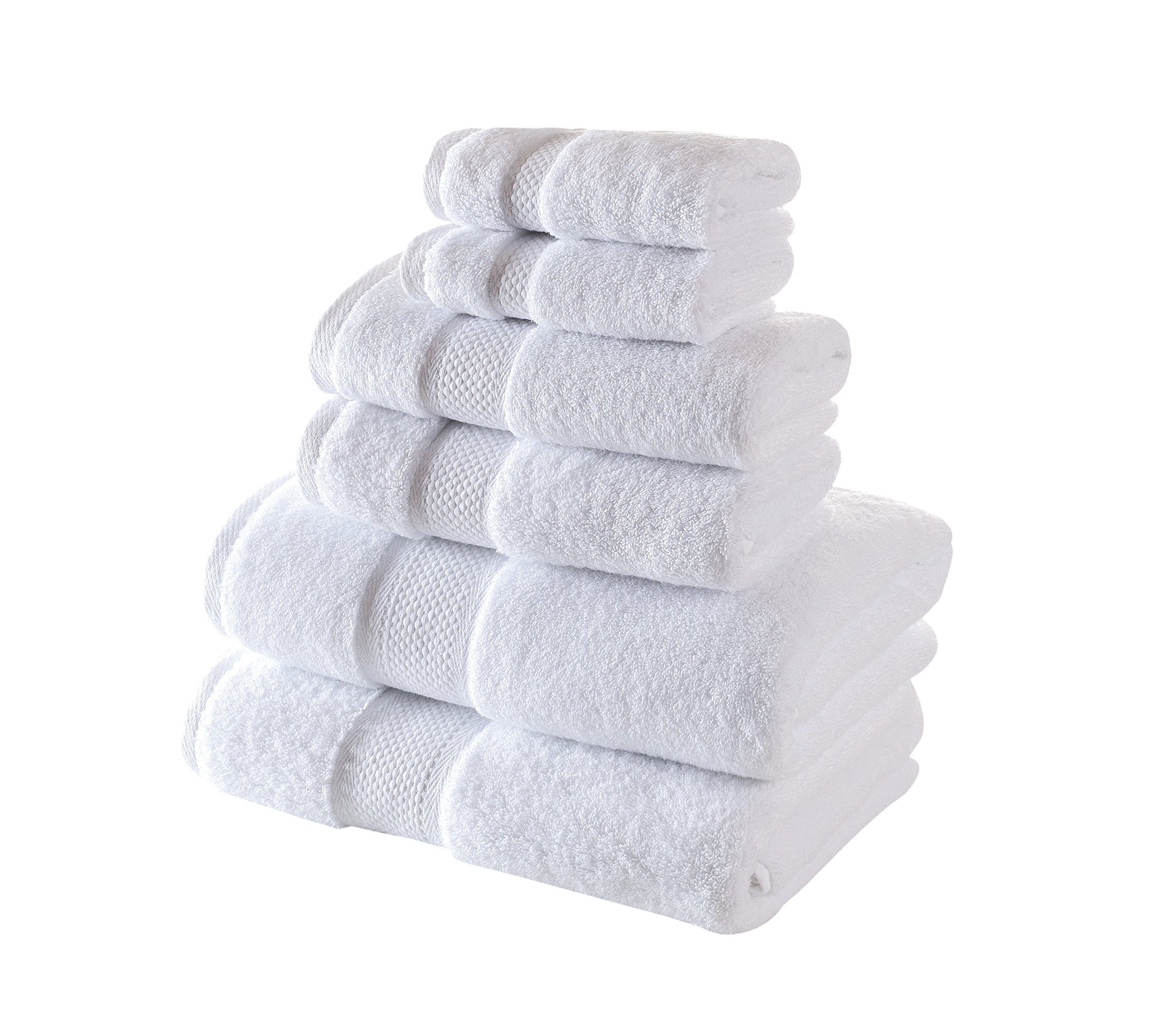 Premium 100% Turkish Cotton Luxury Hotel & Spa Towel Set - Ultra Soft, Plush & Highly Absorbent Bath Towels (White, 6-Piece Set) for Bathroom, Beach & Pool Use