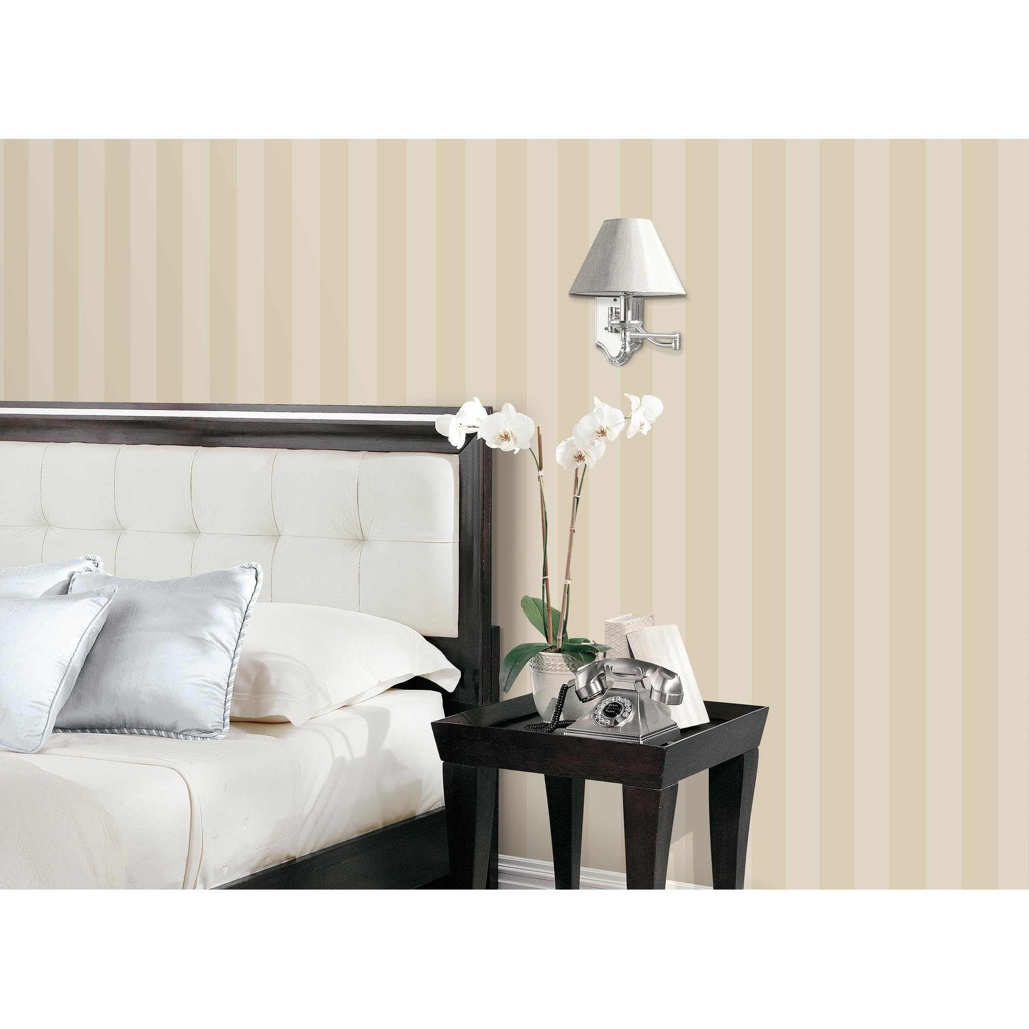 G67555 Smart Stripes 2 Beige Stripe Wallpaper - Self-Adhesive Removable Peel & Stick Wallpaper for Bedroom, Living Room, Nursery Decor - Easy to Install Home Improvement Wall Covering