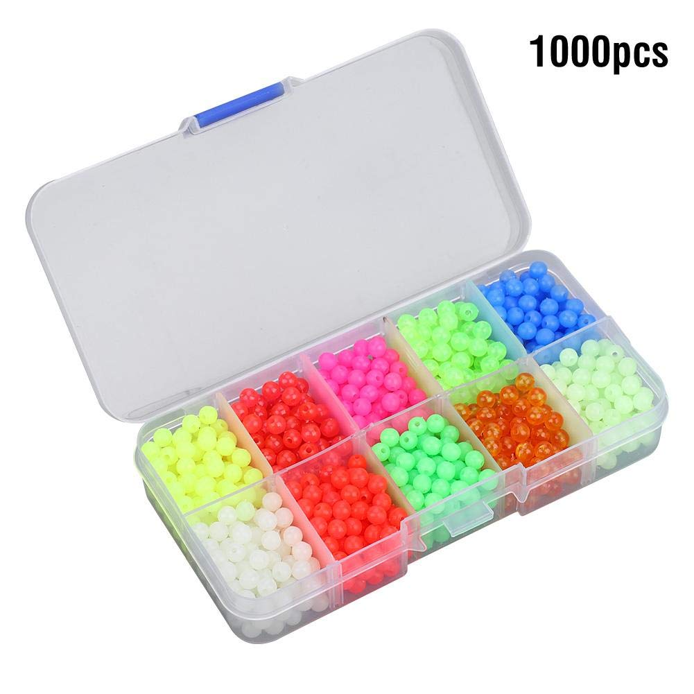 1000PCS Plastic Fishing Beads - Round Artificial Fishing Lures & Swimbait Tackle for Bass Fishing - Durable Outdoor Fishing Gear for Freshwater & Saltwater Angling