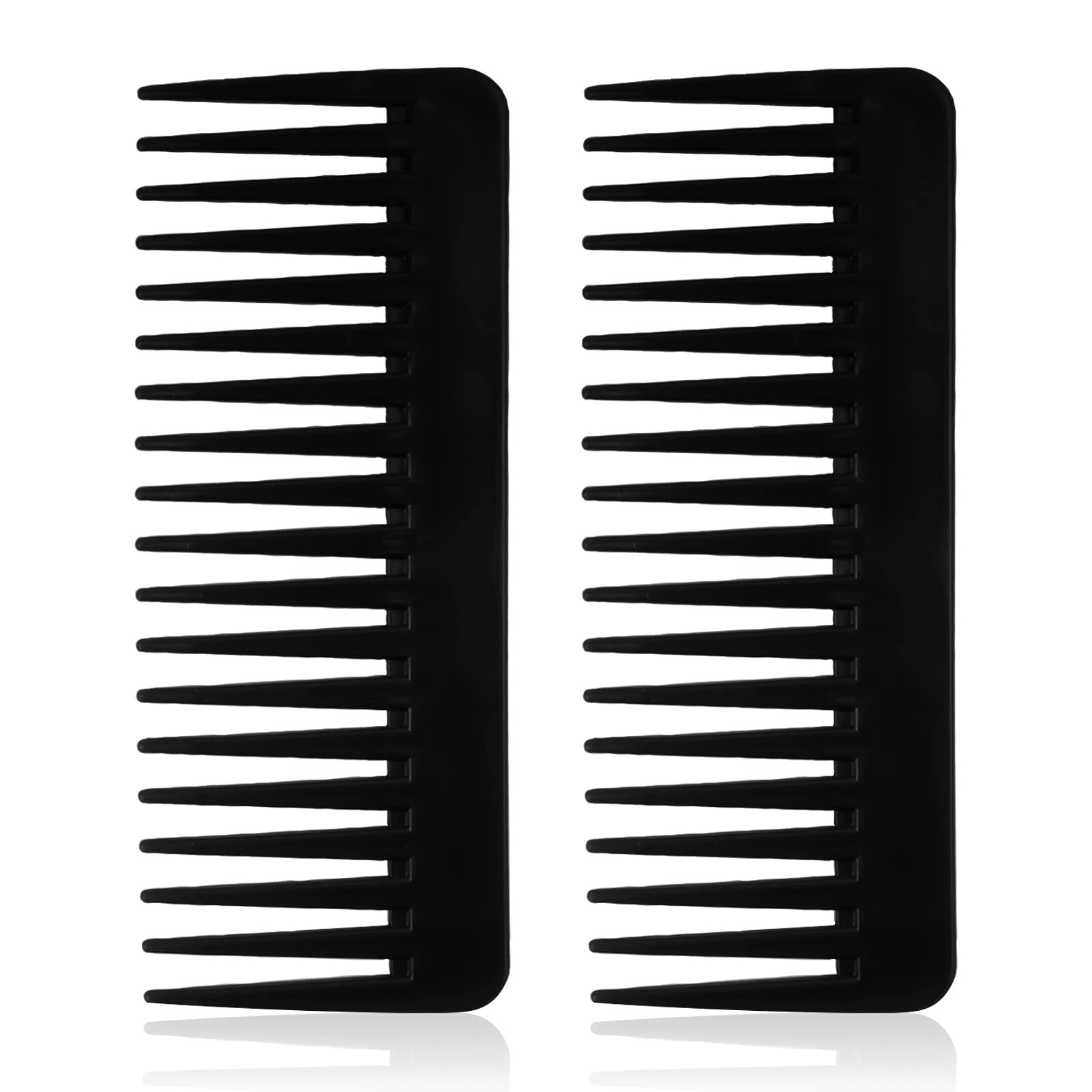 Wide Tooth Comb for Curly Hair & Long Hair - Detangling Paddle Comb for Wet Hair (2 Pack, Black) - Perfect for Salon, Travel & Home Hair Care