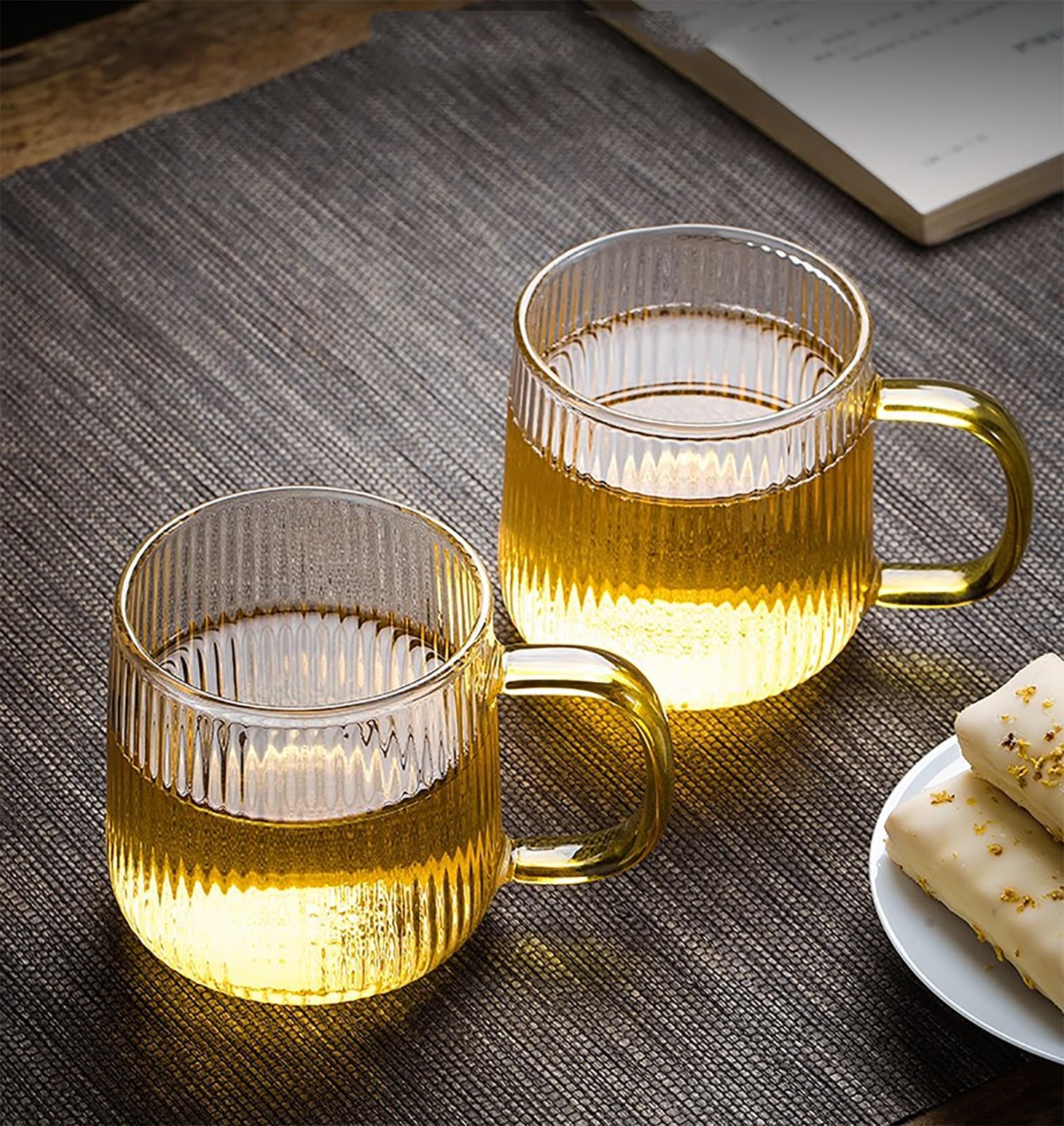 4-Piece Glass Coffee Cup Set with Handle - Perfect for Iced Coffee & Tea Bar