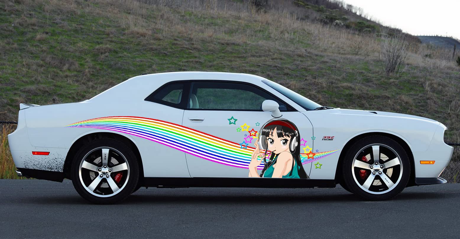 Anime Girl Car Stickers - Large 26x90 One Piece Manga Decals for Cars, Sexy Anime Girl Decals for Men - Waterproof Vinyl Vehicle Decoration for Windows, Laptops, Motorcycles (Multi Style ZYO_5)