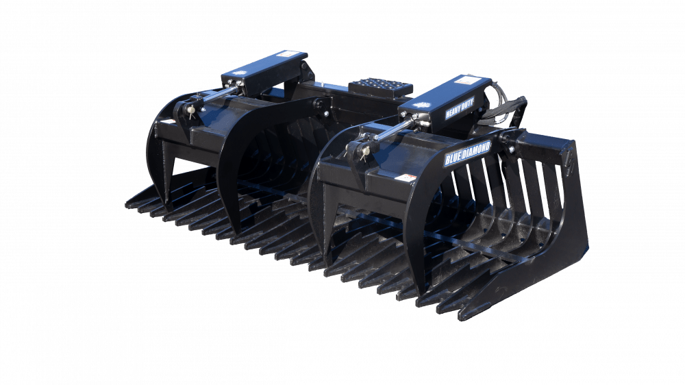 Heavy Duty Blue Diamond Rock Bucket Grapple Attachment for Excavators & Skid Steers - Perfect for Landscaping, Construction & Demolition Projects