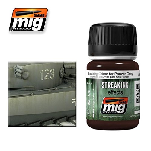 AMMO by Mig Jimenez Streaking Grime Enamel Wash for Panzer Grey - Weathering Effects for Scale Models & Miniature Painting - Perfect for Tank, Military, and Historical Model Kits