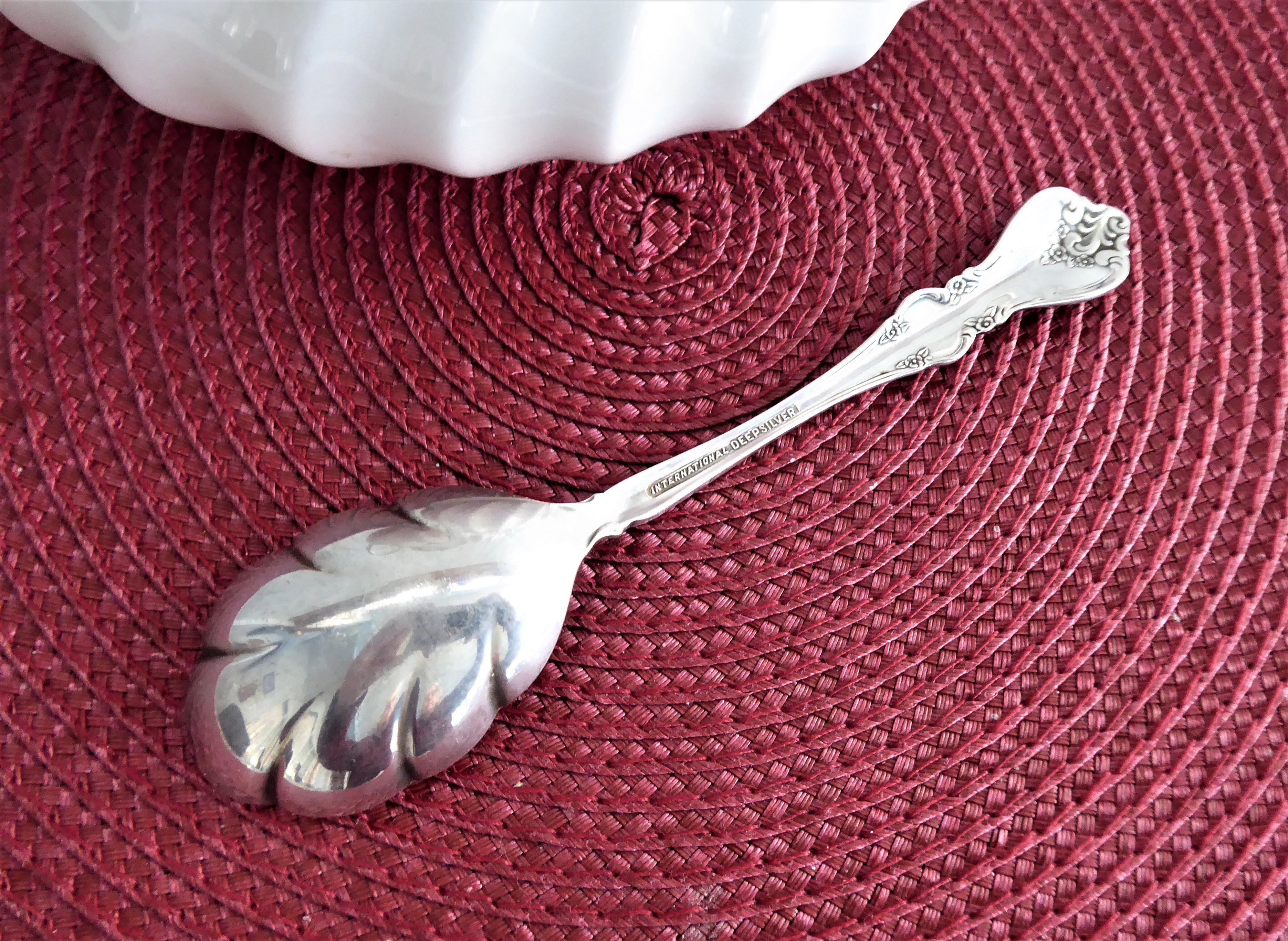 Vintage 1960s Orleans Silver Sugar Spoon with Elegant Floral Design - Antique Tea Spoon for Coffee, Dessert, and Afternoon Tea Parties