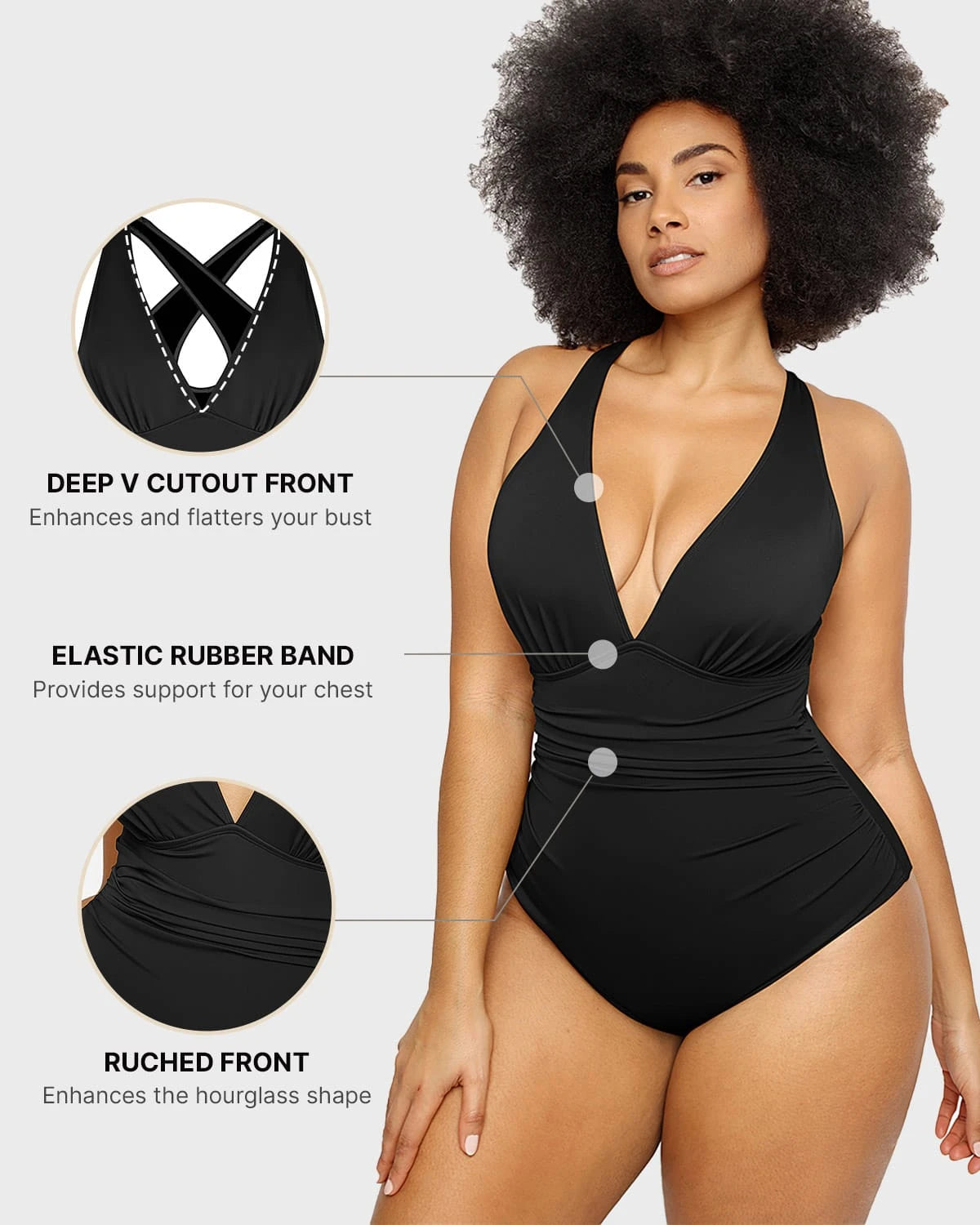 Smart Sculpt Plunge Cutout Swimsuit for Women - Sexy One Piece Bathing Suit with Tummy Control - Perfect for Beach, Pool & Vacation