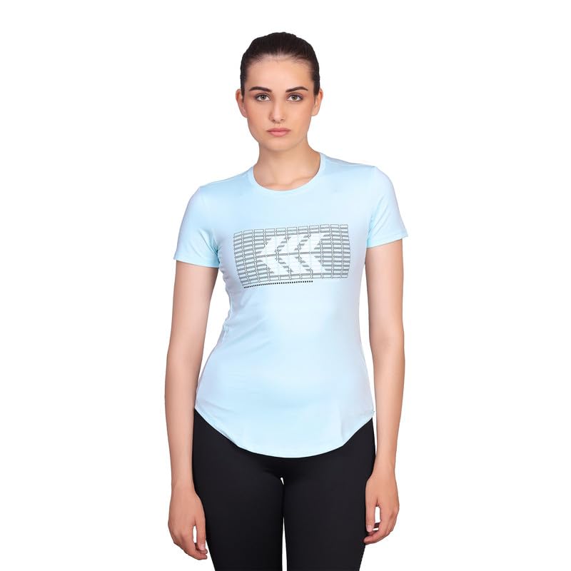 LAASA Women's ICE Blue Sports T-Shirt - Breathable Activewear for Running, Yoga & Gym Workouts - Perfect for Fitness & Casual Wear