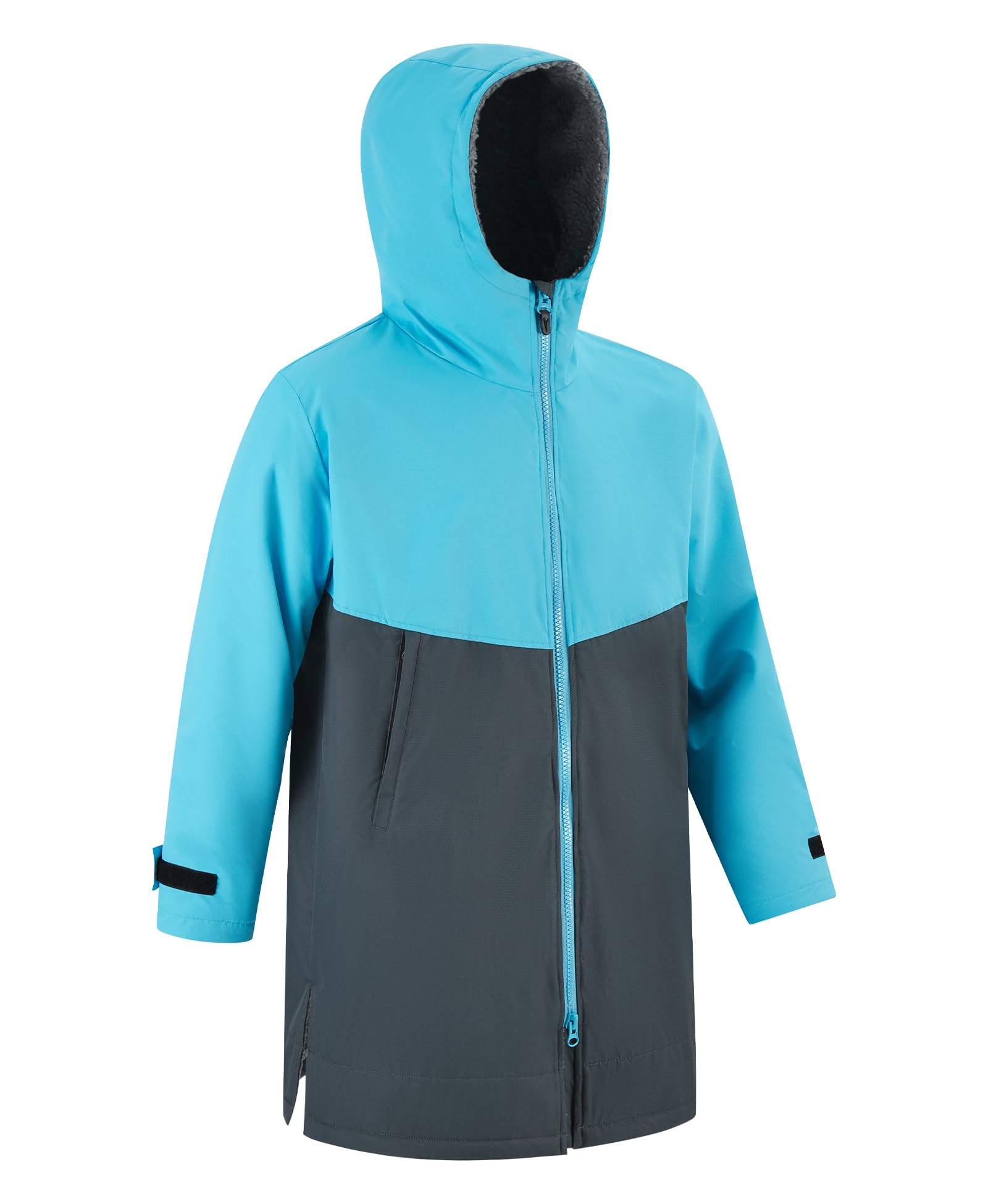 MissShorthair Kids Swim Parka - Waterproof Changing Robe for Boys & Girls (Ages 9-14) - Quick-Dry Swim Jacket for Pool, Beach & Water Sports
