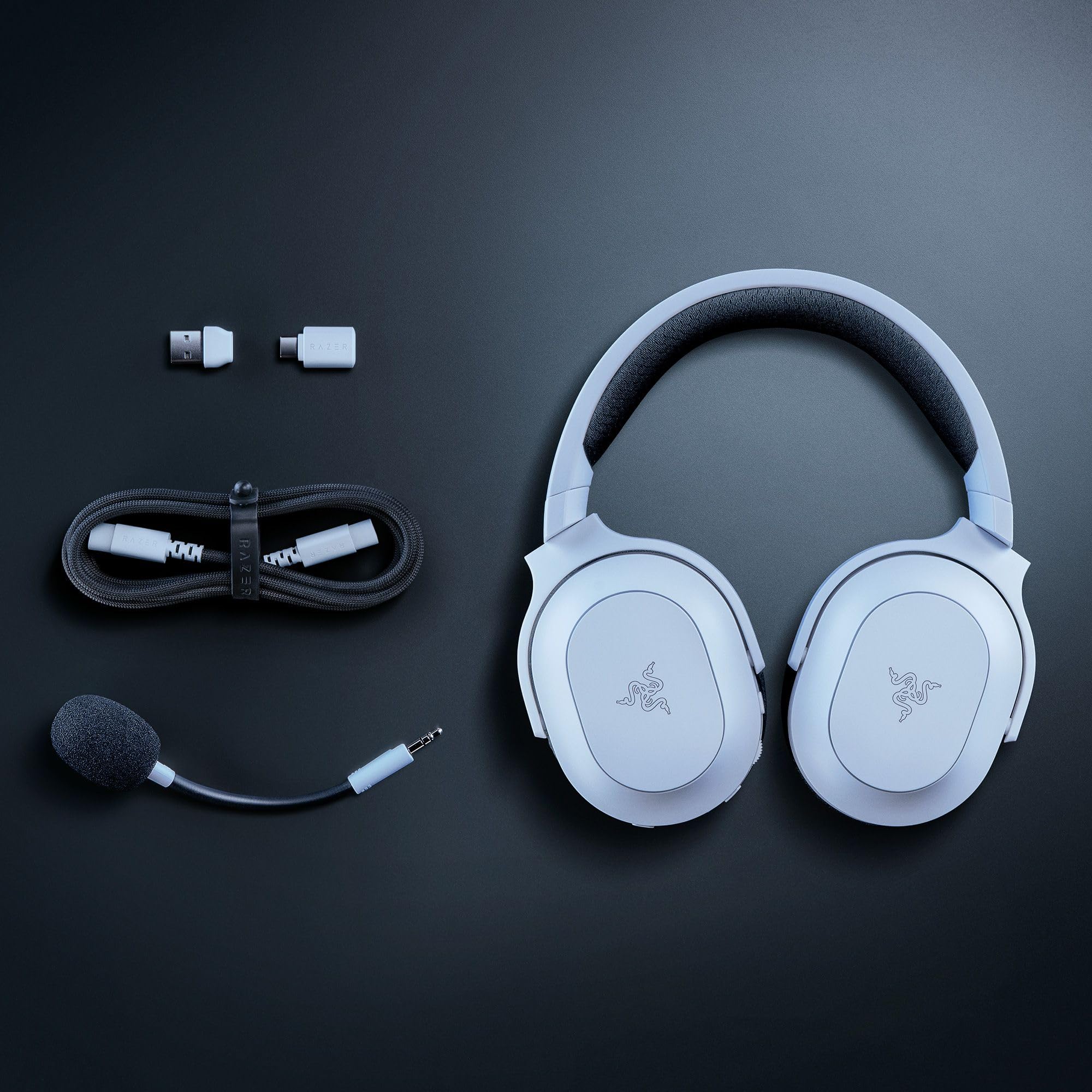 Razer Barracuda X Chroma Wireless Gaming Headset - 2.4GHz & Bluetooth Dual Mode, Lightweight Design with Chroma RGB Lighting, 40mm Drivers & Cardioid Mic, 70-Hour Battery Life - Compatible with PC, Mac, PS5, Nintendo Switch & Smartphones (White) - Perfect for Competitive Gaming, Streaming & Online Meetings