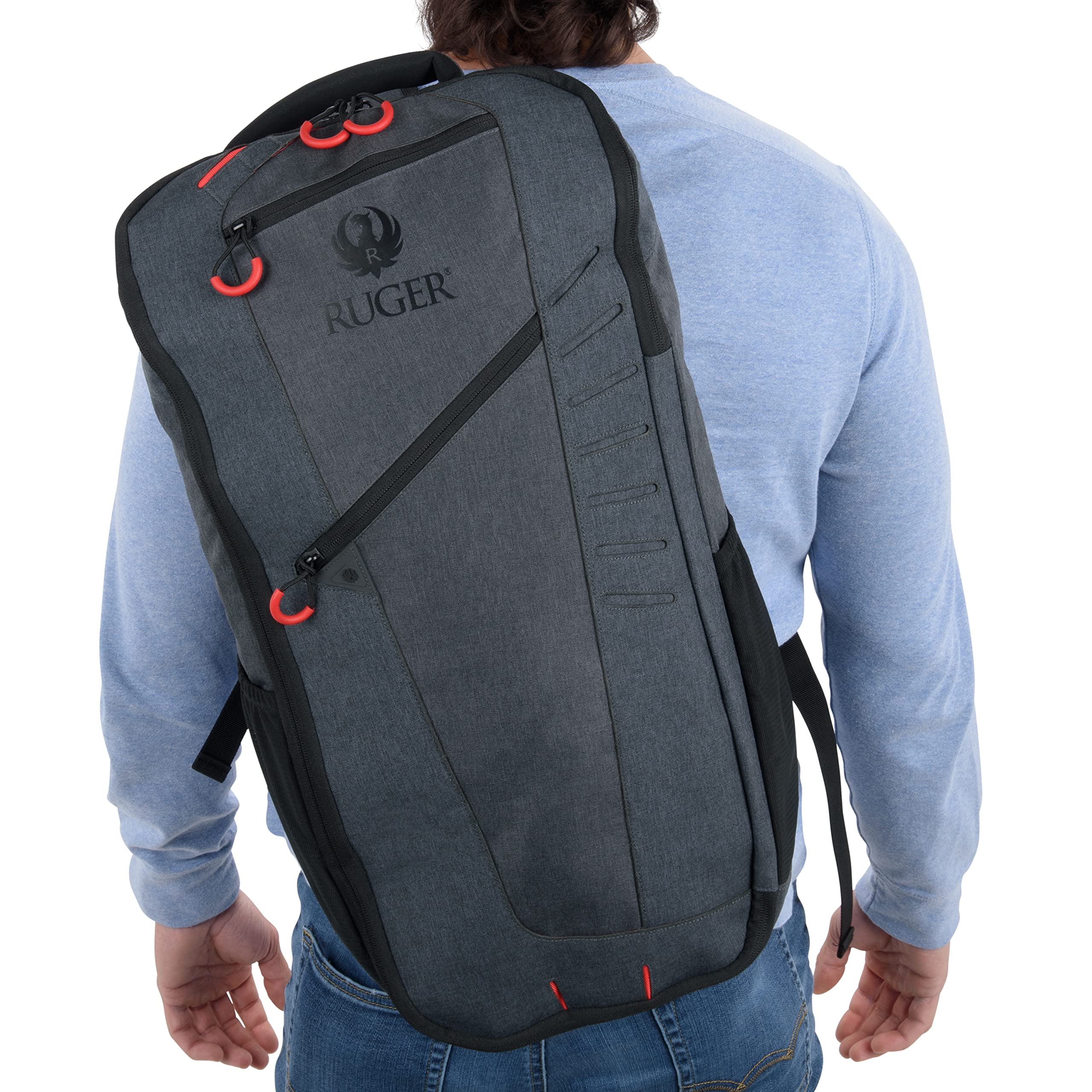 Allen Company Ruger 10/22 Takedown Rifle Backpack - Fits Ruger PC Carbine & 10/22 Takedown Models - Tactical Shooting Range Accessories Storage - Dual Water Bottle Pockets - Gray/Charcoal - Perfect for Range Days & Outdoor Hunting Adventures