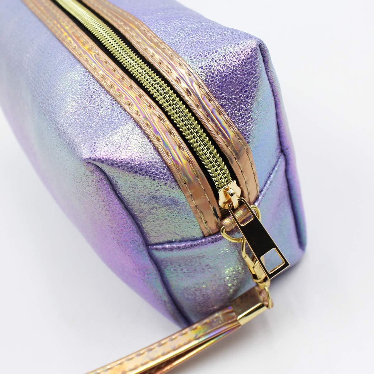 MOSSTYUS Holographic Makeup Bag - Waterproof Cosmetic Organizer for Travel, Mermaid Design Small Toiletry Pouch - Perfect for Girls' Makeup Storage, Gym Essentials & Vacation Accessories