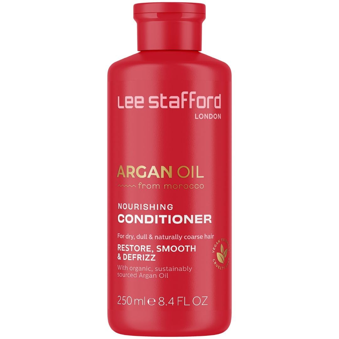 Lee Stafford Argan Oil Moisturizing Conditioner for Dry, Damaged Hair – Salon-Grade Hydration & Repair, Detangles & Restores Split Ends, 250ml | Perfect for Daily Hair Care & Salon-Like Shine at Home