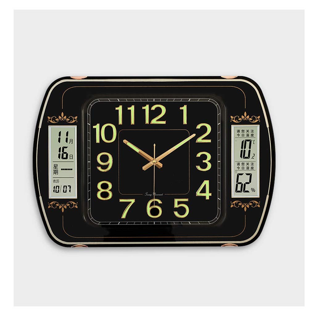 Luminous Wall Clock with Calendar - Modern Minimalist Silent Wall Watch for Living Room, Bedroom, Office - Black and White Home Decor - Perfect for Nighttime Reading and Stylish Interior Design