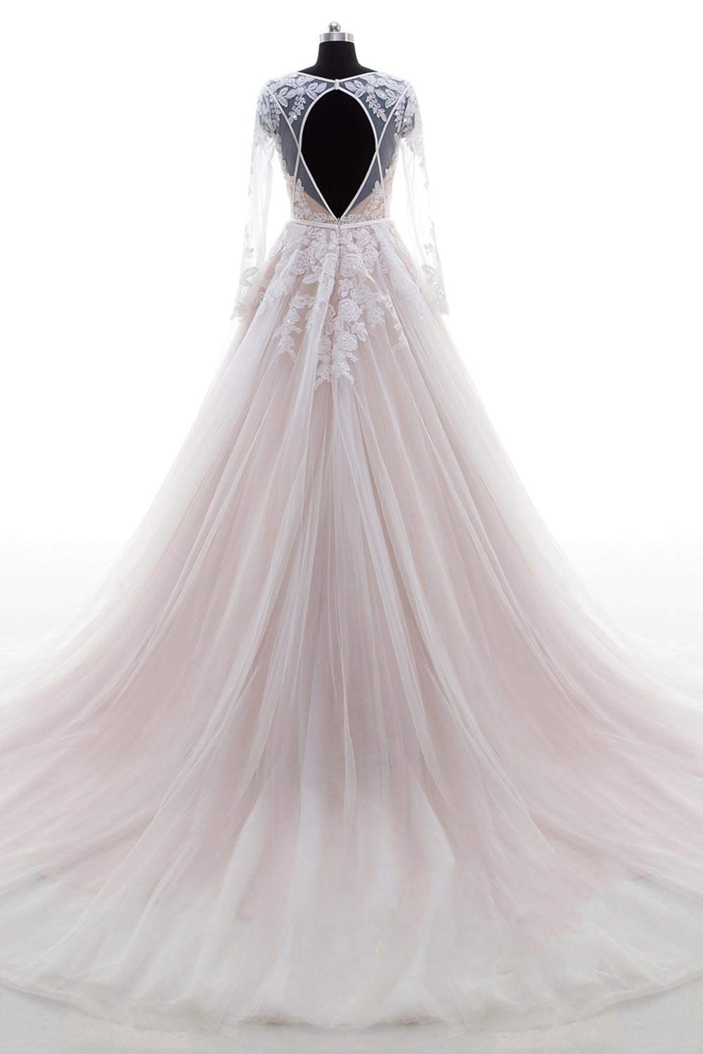 Ruolai Women's V-Neck Wedding Dress with Sequins & Keyhole Back - Boho Beach Bridal Gown for Outdoor Ceremonies, Elopements & Destination Weddings