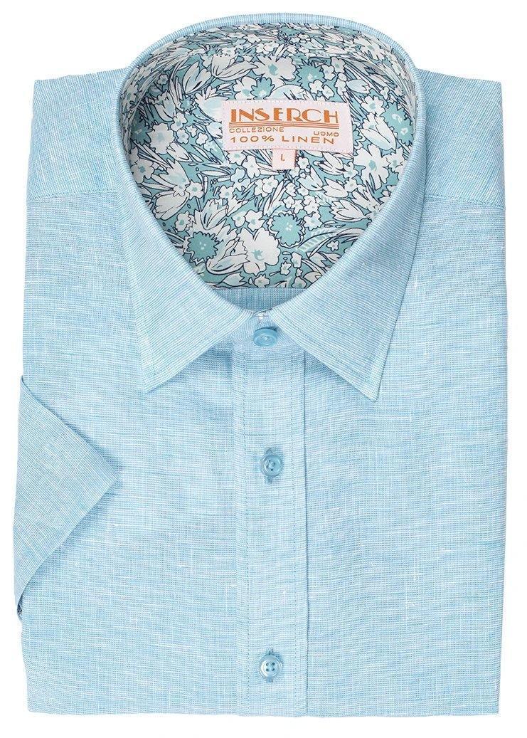 Men's Linen Short Sleeve Shirt - Breathable Summer Casual Button Down Top by Inserch | Perfect for Beach Vacation, Outdoor Activities & Everyday Wear