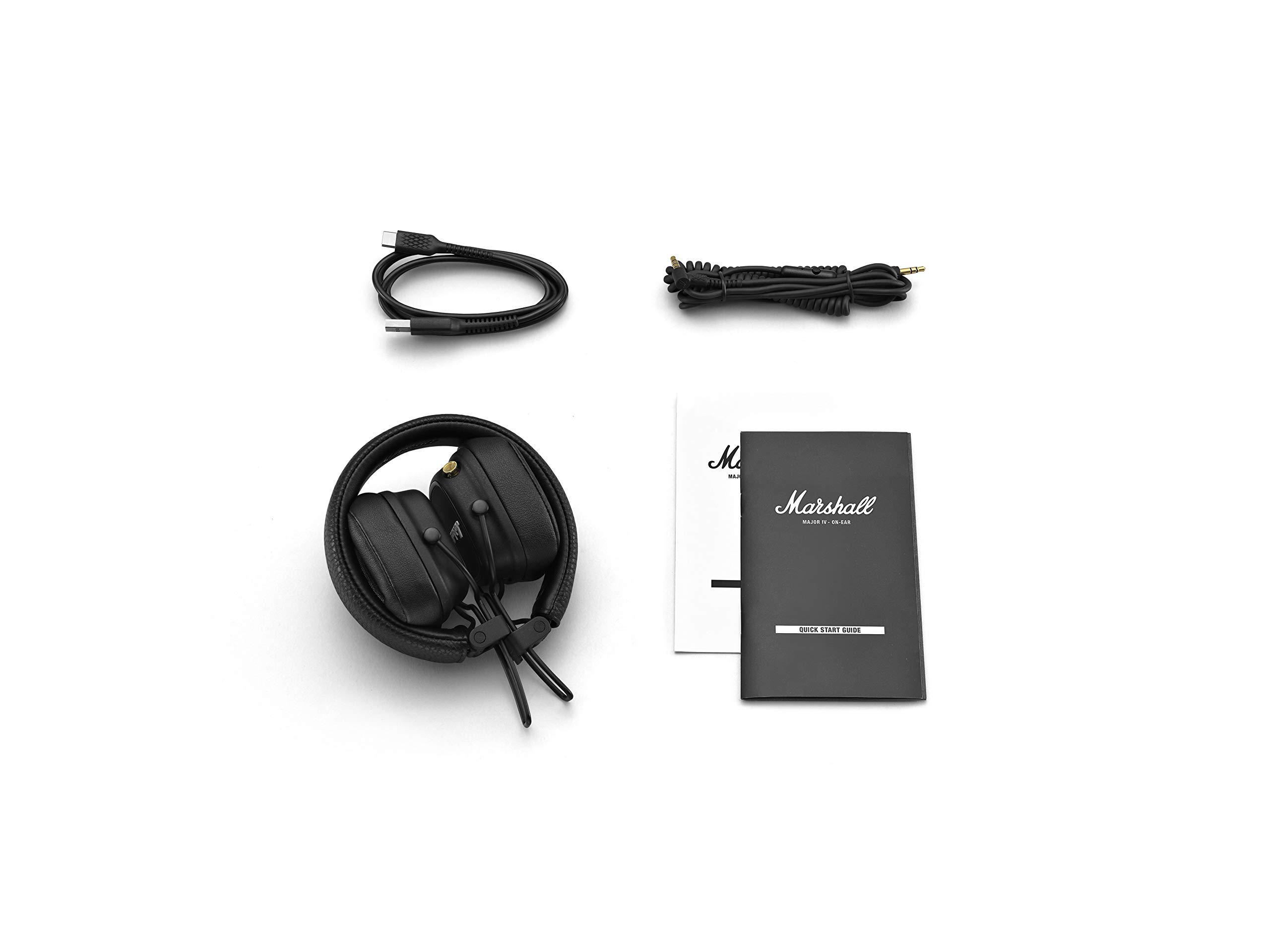 Marshall Major IV On-Ear Bluetooth Headphones - Wireless Headset with 80+ Hours Playtime, Custom Tuning & Fast Charging - Perfect for Travel, Gym & Music Lovers (Black)