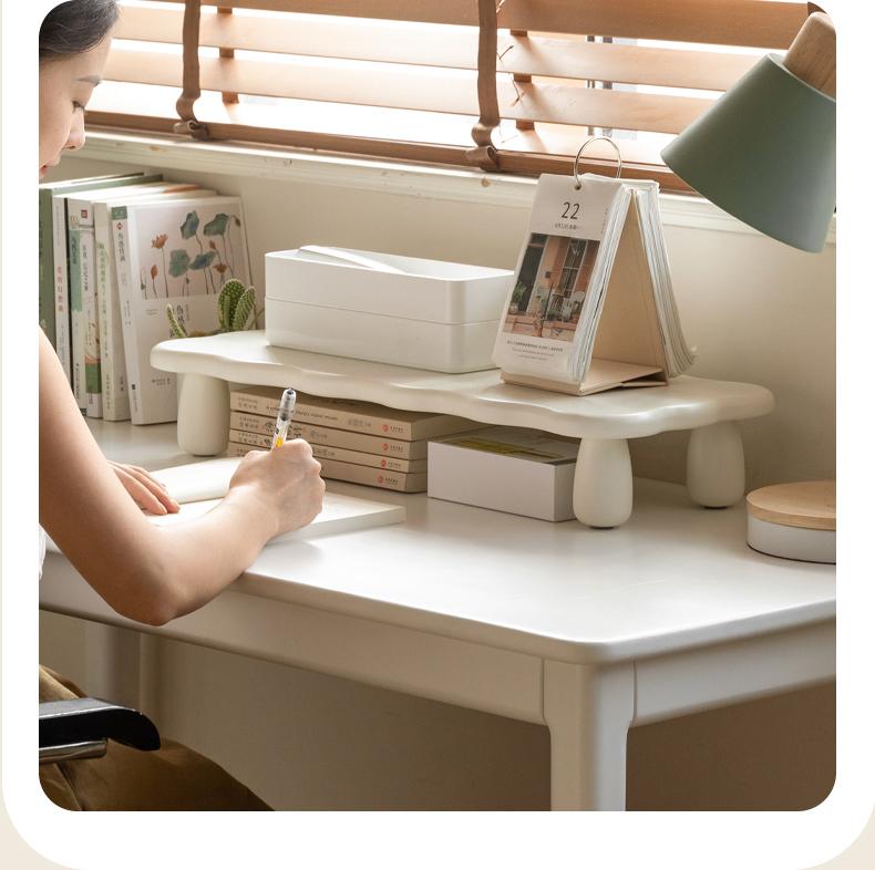 Premium Birch Solid Wood Computer Stand with Storage Shelf - Ergonomic Laptop & Monitor Riser for Home Office Desk Organization