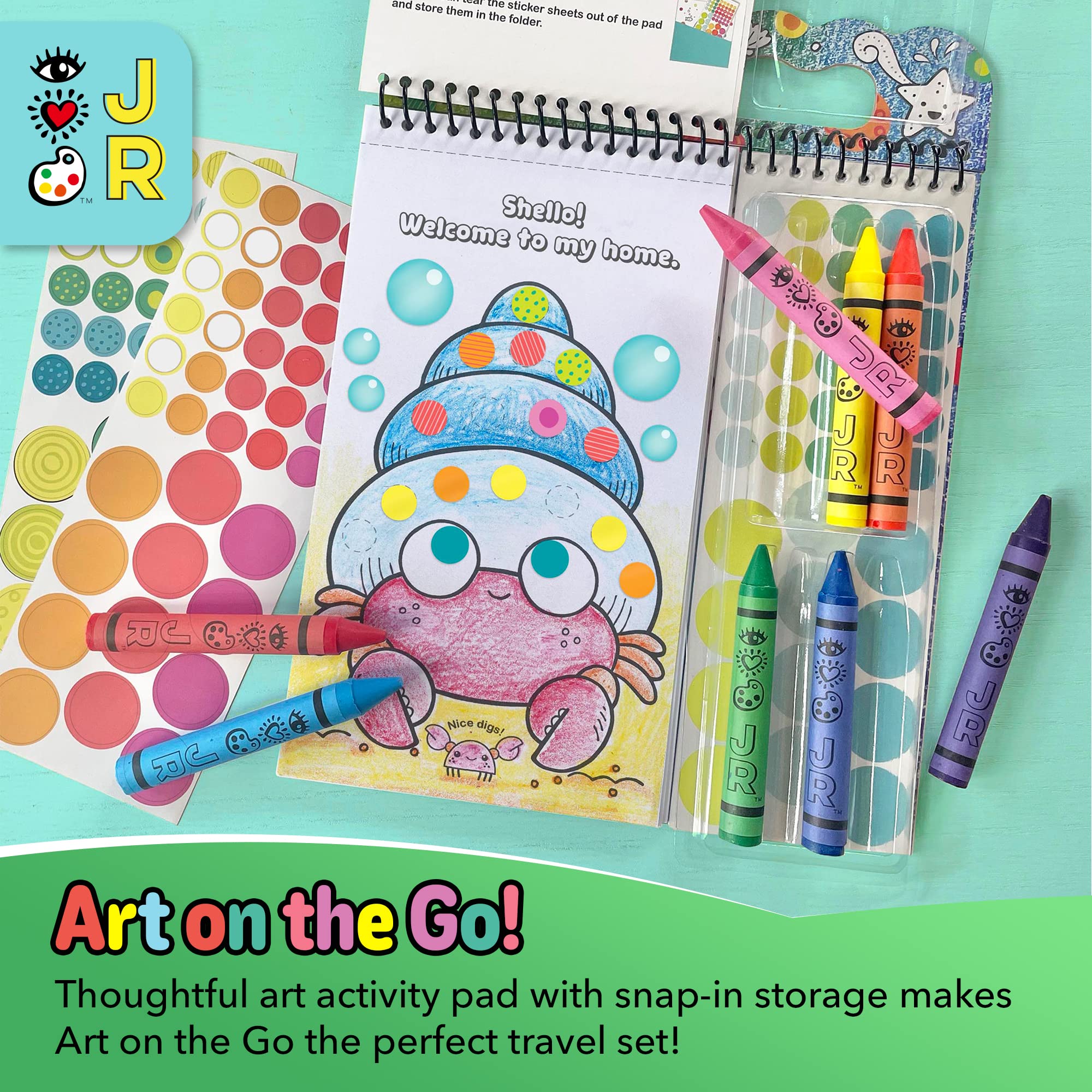 Bright Stripes Travel Coloring Kit for Kids - Mess-Free Art On the Go with Coloring Books, Crayons & Sticker Activity Book | Perfect for Road Trips, Airplane Travel & Restaurants (Ages 3+, Ocean Theme)