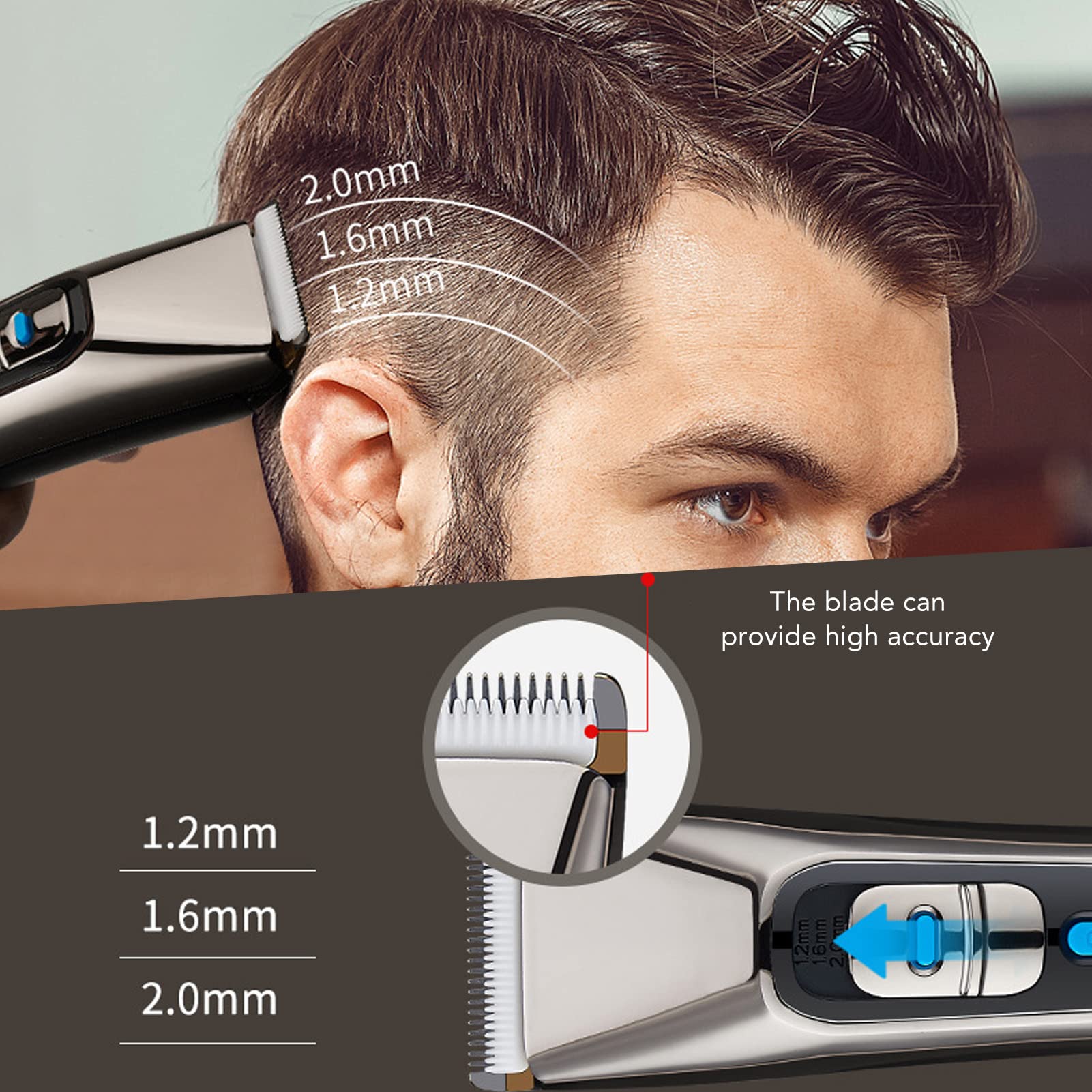 Yosoo USB Rechargeable Electric Hair Trimmer for Men - Low Noise, High Precision Hair Clippers for Facial & Beard Grooming at Home or Travel (Black)