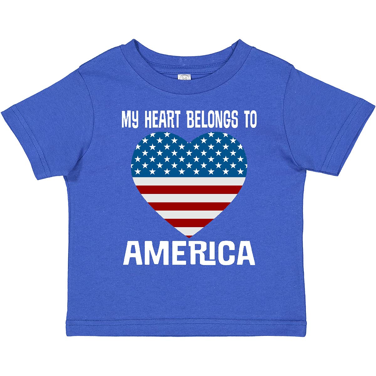 Inktastic USA Patriotic 'My Heart Belongs to America' Toddler T-Shirt - Cute American Flag Graphic Tee for Kids, Boys & Girls - Perfect for 4th of July, Memorial Day & Patriotic Events