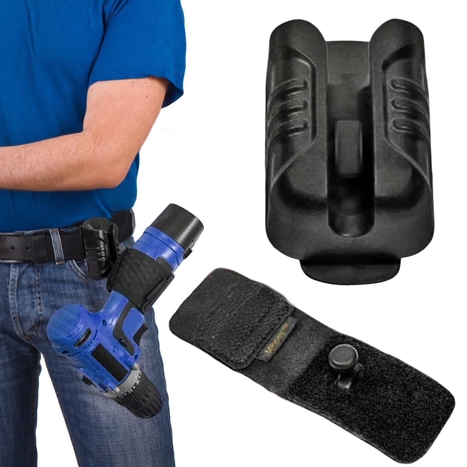Anloximt 2-Piece Drill Holster & Hammer Holder Set - Heavy Duty Belt Tool Holster for Drill Driver, Multitool & Pneumatic Tools - Perfect for Construction, DIY Projects & Professional Worksites