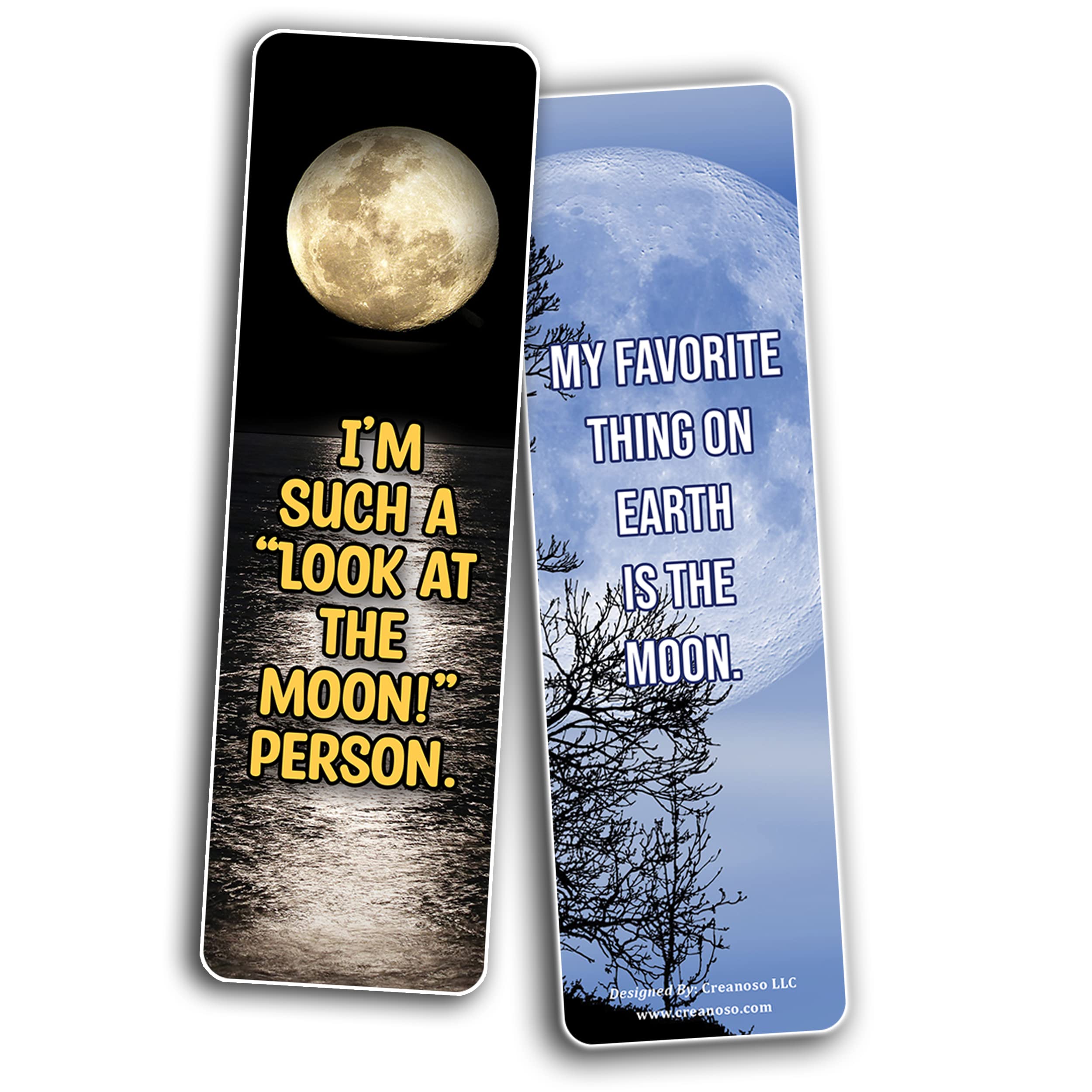 Creanoso Moon Photo Bookmarks (10 Sets X 6 Cards) – Inspirational Bookmark Set with Motivational Quotes – Unique Book Page Clippers for Readers – Perfect Gift for Book Lovers, Adults & Teens – Ideal for Reading, Journaling & Book Club Gifts