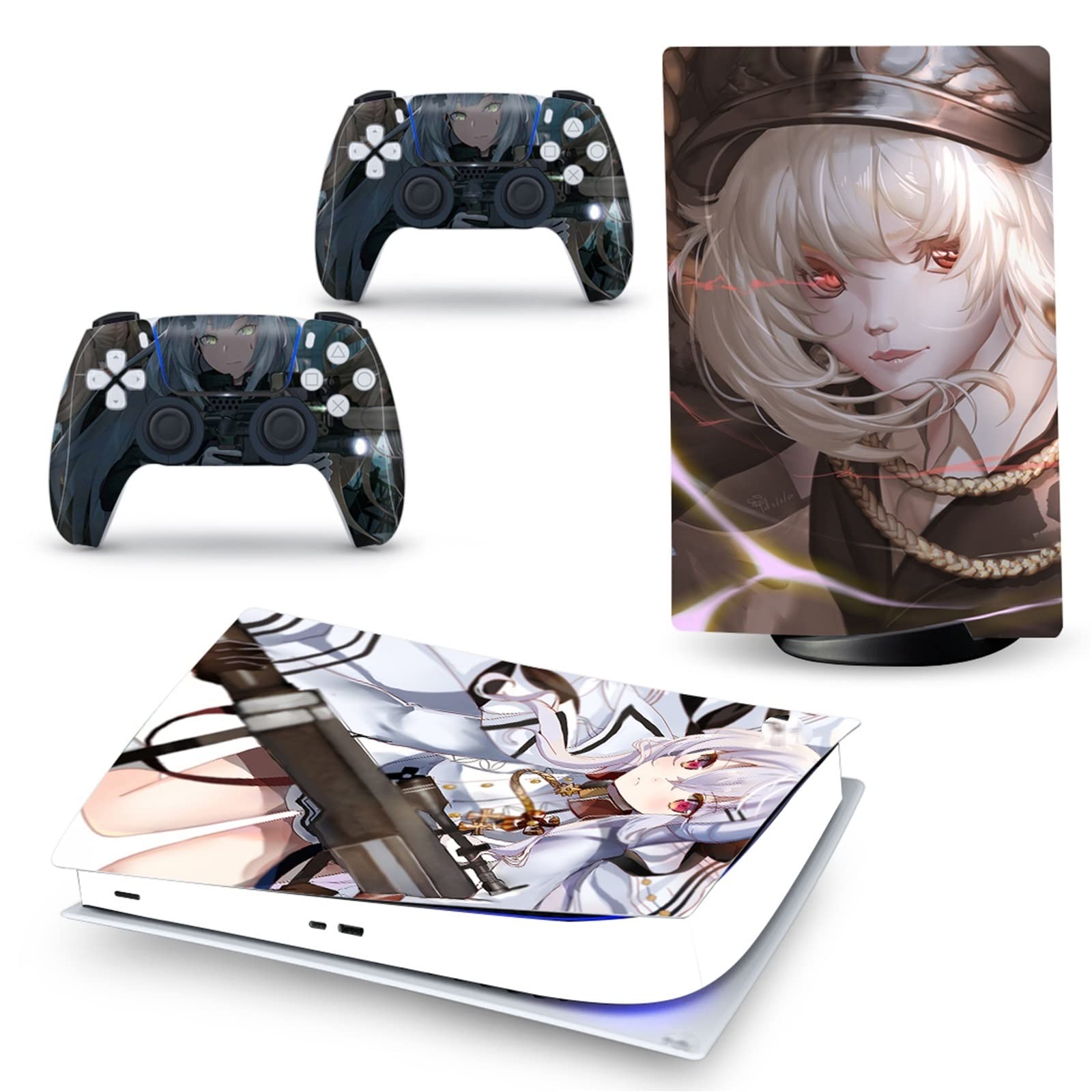 Anime Vinyl Skin Stickers for PS5 Disk Edition Console & 2 Controllers - Bubble-Free, Durable, Scratch-Resistant Cover Wrap - Perfect for Gaming Setups & Anime Fans