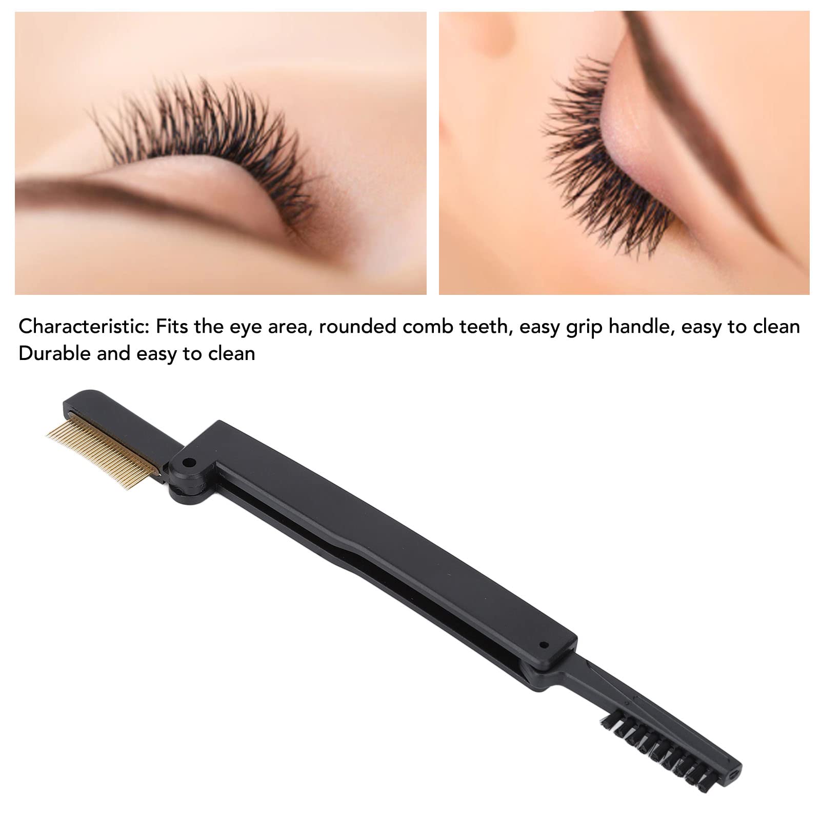 2-Pack Metal Eyelash & Eyebrow Comb - Dual-Sided Folding Portable Lash Separator with Fine Teeth for Precise Grooming | Perfect for Makeup Kits, Travel & Salon Use