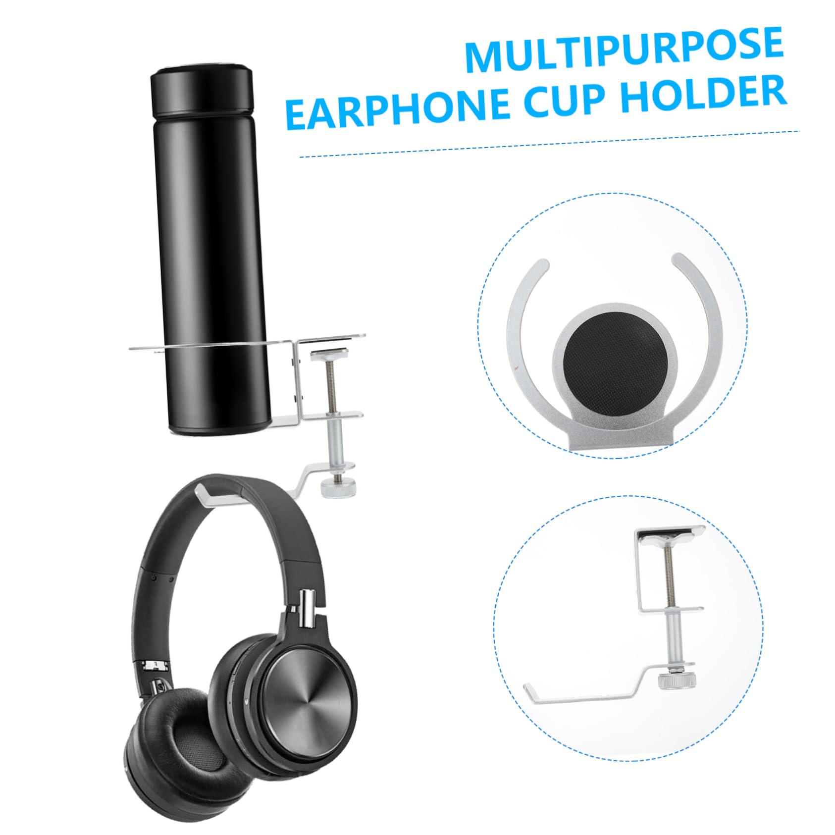 Premium Aluminum Alloy Headphone Stand with Clothes Rack - Durable Metal Headset Holder for Desk, Gaming Setup & Office Organization (Space-Saving Dual-Purpose Design)