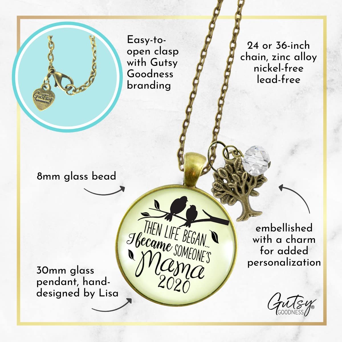 Meaningful Mom Jewelry Gift - New Mom Necklace 'Then Life Began' 2020 Edition, 36