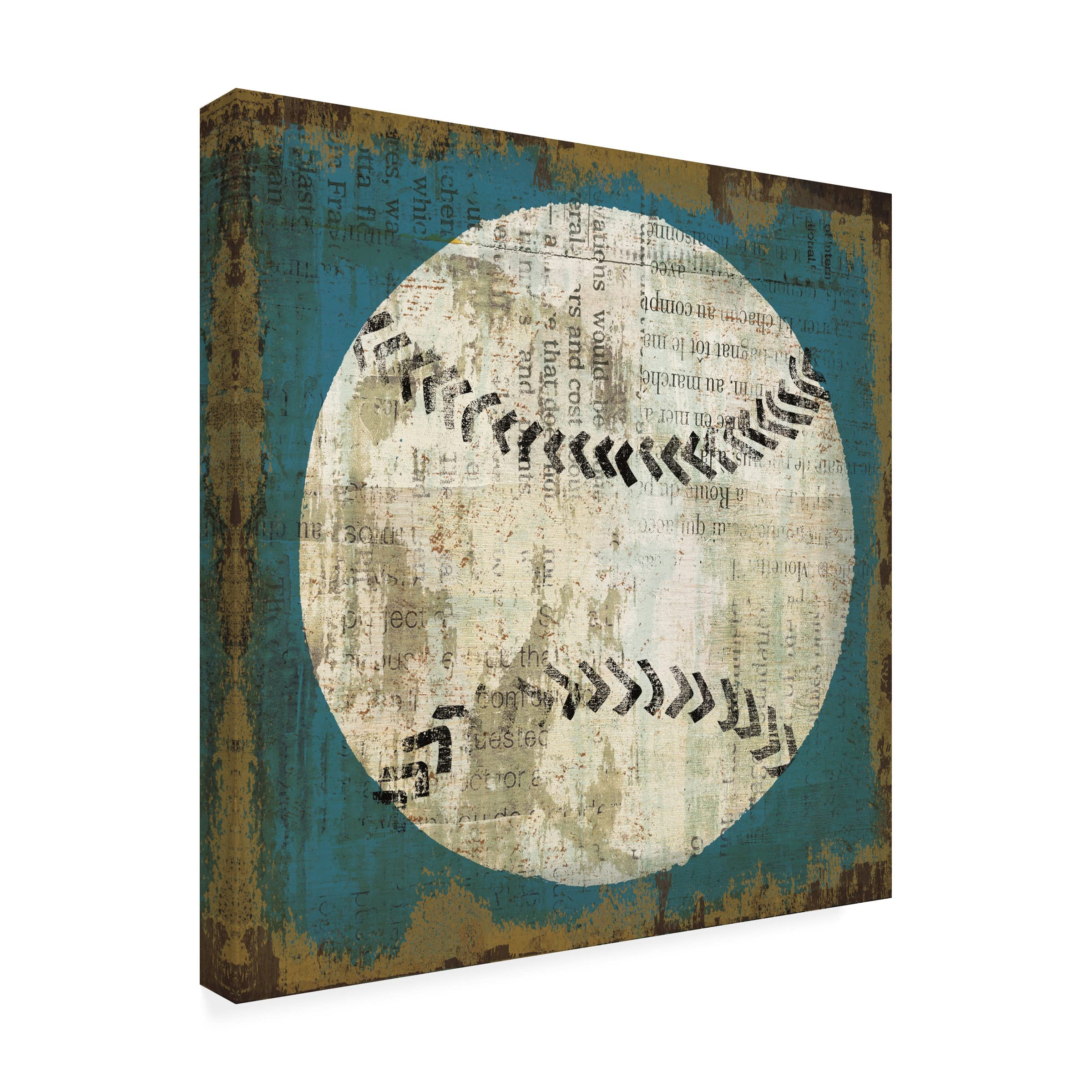 Michael Mullan 'Ball I on Blue' Canvas Wall Art - Modern Abstract Painting for Living Room, Bedroom & Office Decor