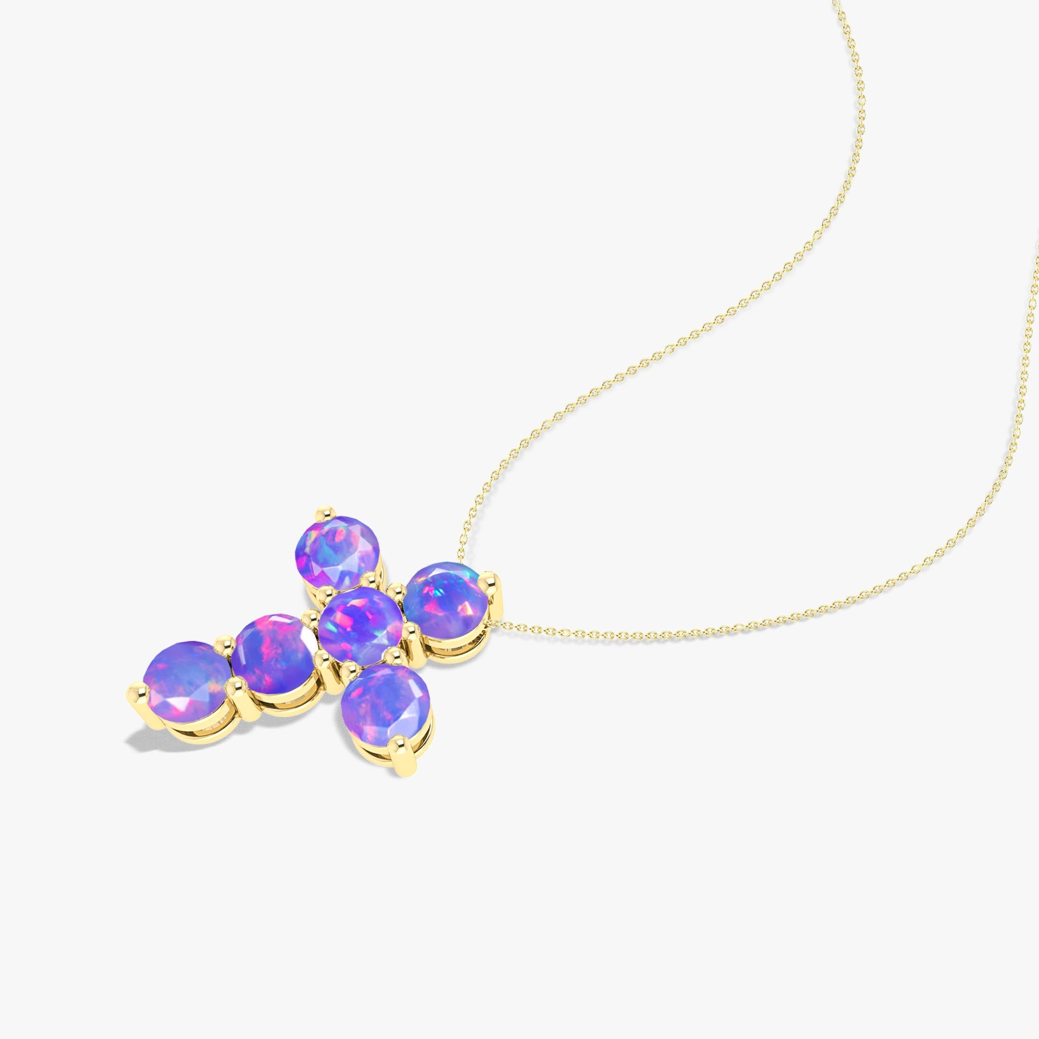 Lavender Opal Gemstone Cross Pendant Necklace for Women - Elegant Spiritual Jewelry Gift for Baptism, Confirmation & Everyday Wear
