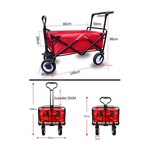 Portable Folding Garden Trolley Cart - Heavy Duty Utility Wagon with 4 All-Terrain Wheels for Outdoor, Camping & Beach Use - 80kg Capacity (Pink) | Perfect for Shopping, Gardening & Picnics