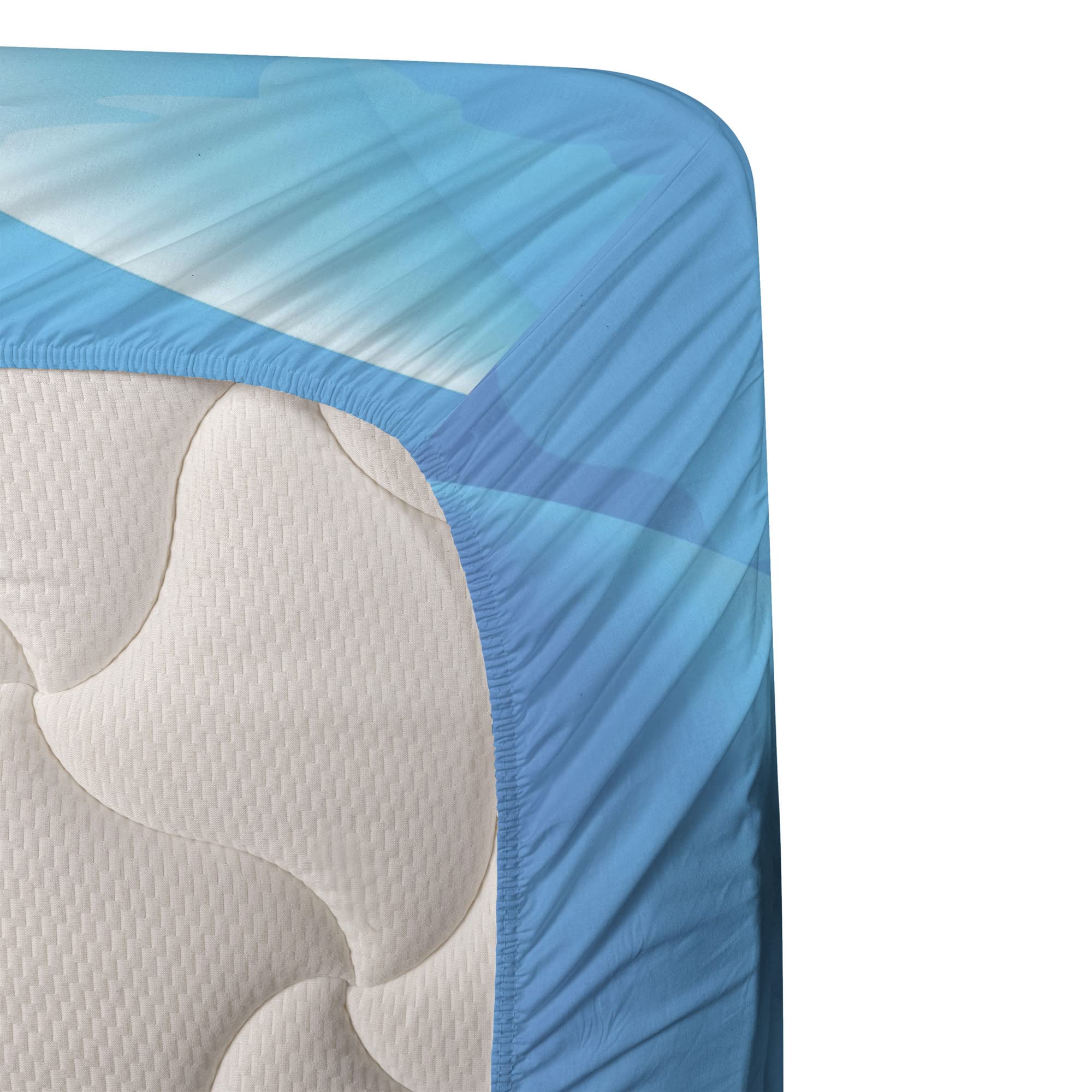 Ambesonne Ocean Themed 4-Piece King Size Sheet Set - Turtle Family Swimming in Underwater Bubbles Cartoon Design, Fitted & Flat Sheets with Pillowcases, Green Blue Brown | Perfect for Kids' Rooms, Beach Themed Bedrooms & Marine Life Decor