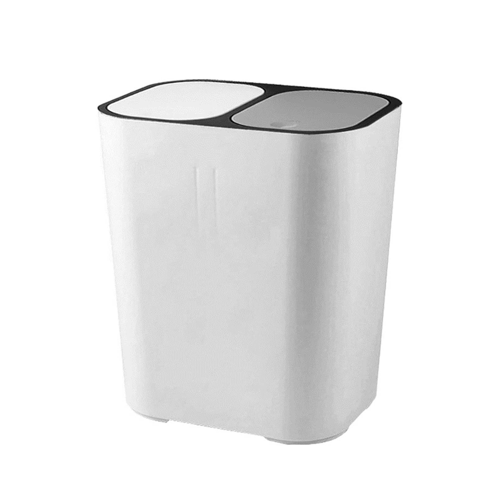 TOMYEUS 13 Gallon Push-Type Trash Can with Lid - Kitchen & Bathroom Garbage Bin for Dry & Wet Waste Separation, White - Perfect for Home, Office, and Restaurant Use