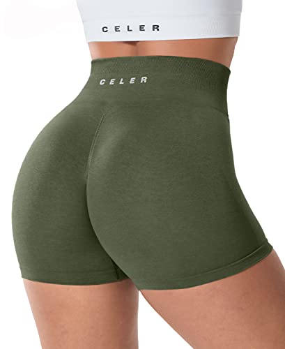 CELER Women's High Waisted Seamless Workout Shorts - Scrunch Butt Gym & Yoga Shorts for Running, Fitness & Athletic Activities