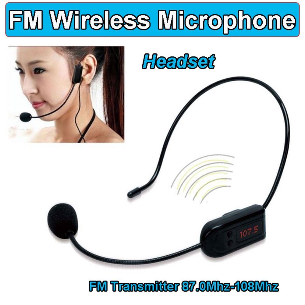 Wireless FM Condenser Microphone Headset with Rechargeable Battery - Hands-Free Megaphone Mic for Voice Amplification | Perfect for Church Services, Tour Guides, Teachers, Sales Presentations, Conferences, Road Trips & Karaoke Parties