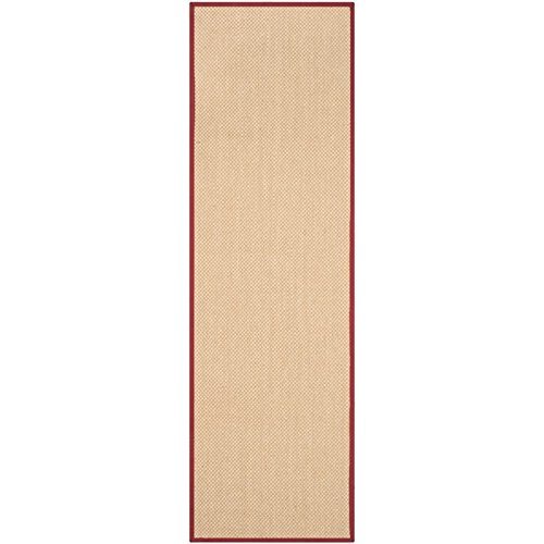 SAFAVIEH Natural Fiber Collection Area Rug - 9' x 12', Maize & Burgundy, Border Sisal Design, Easy Care, Durable Floor Covering for High Traffic Areas - Perfect for Living Room, Bedroom, Office & Entryway (NF141D)