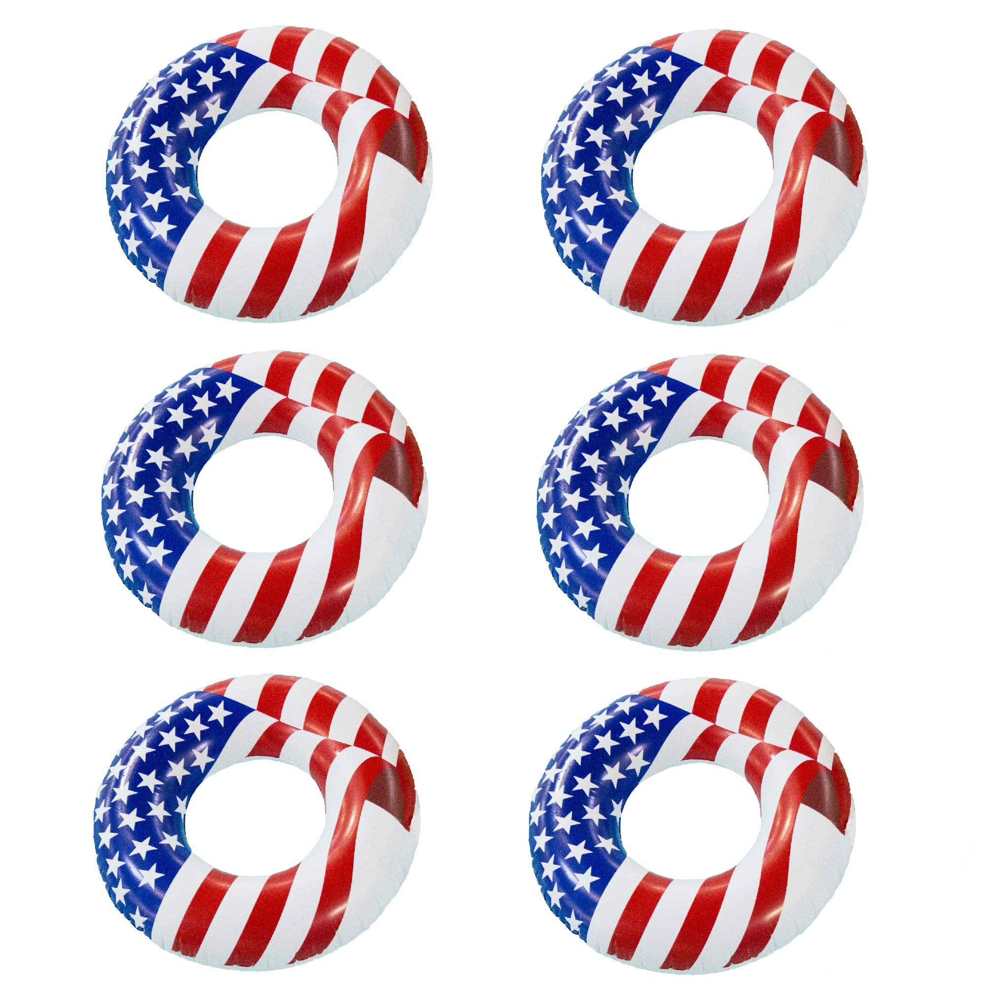 Patriotic American Flag Inflatable Pool Float - Swimline Round Lounge Tube for Kids & Adults, Perfect for Swimming Pools, Lakes, and Summer Relaxation