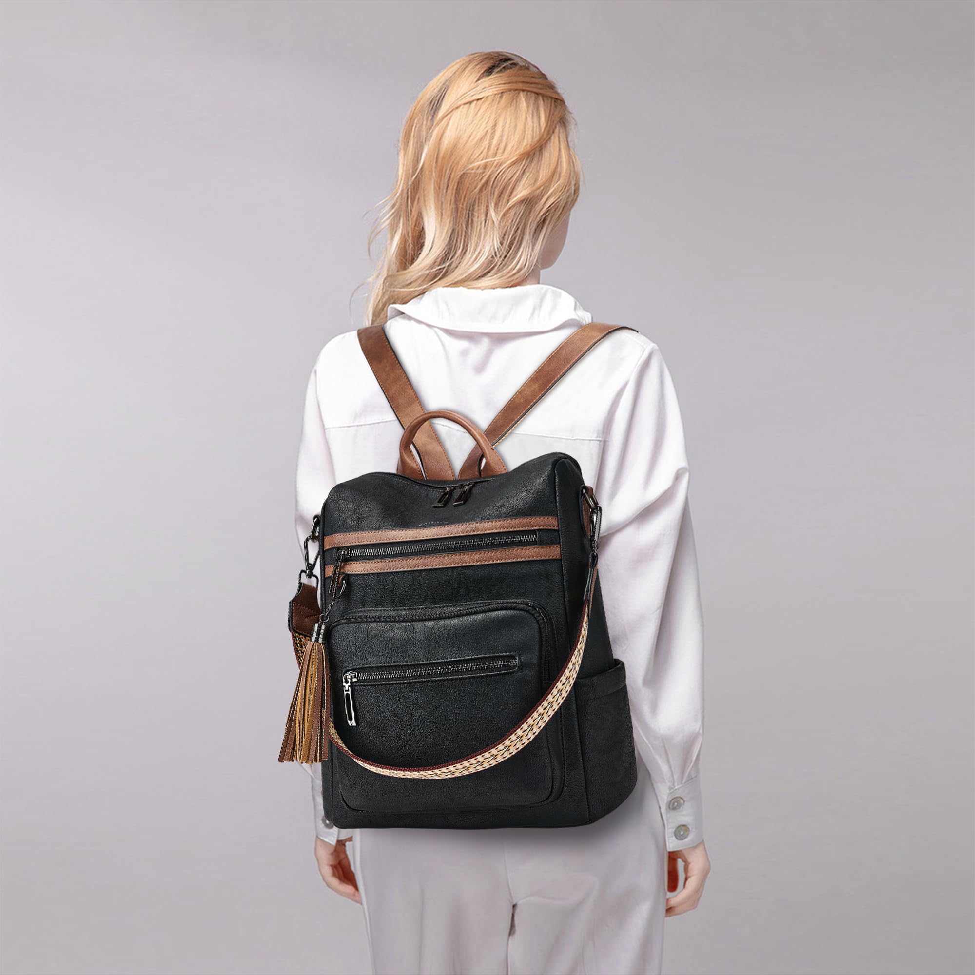 Shrrie Women's Leather Backpack Purse - Convertible Shoulder Bag for Travel, Work & Daily Use | Fashion Designer Backpack for Women