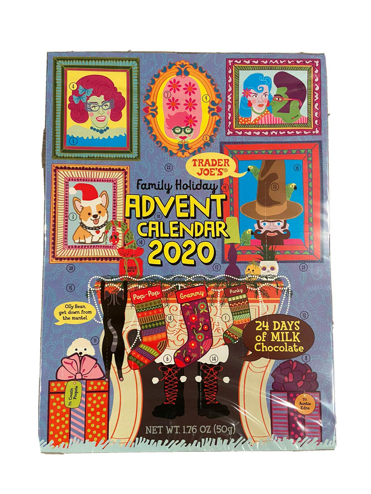Trader Joe's Christmas Milk Chocolate Advent Calendar - 4 Pack Holiday Designs for Kids & Adults | Perfect for Holiday Gifting, Stocking Stuffers & Festive Countdowns