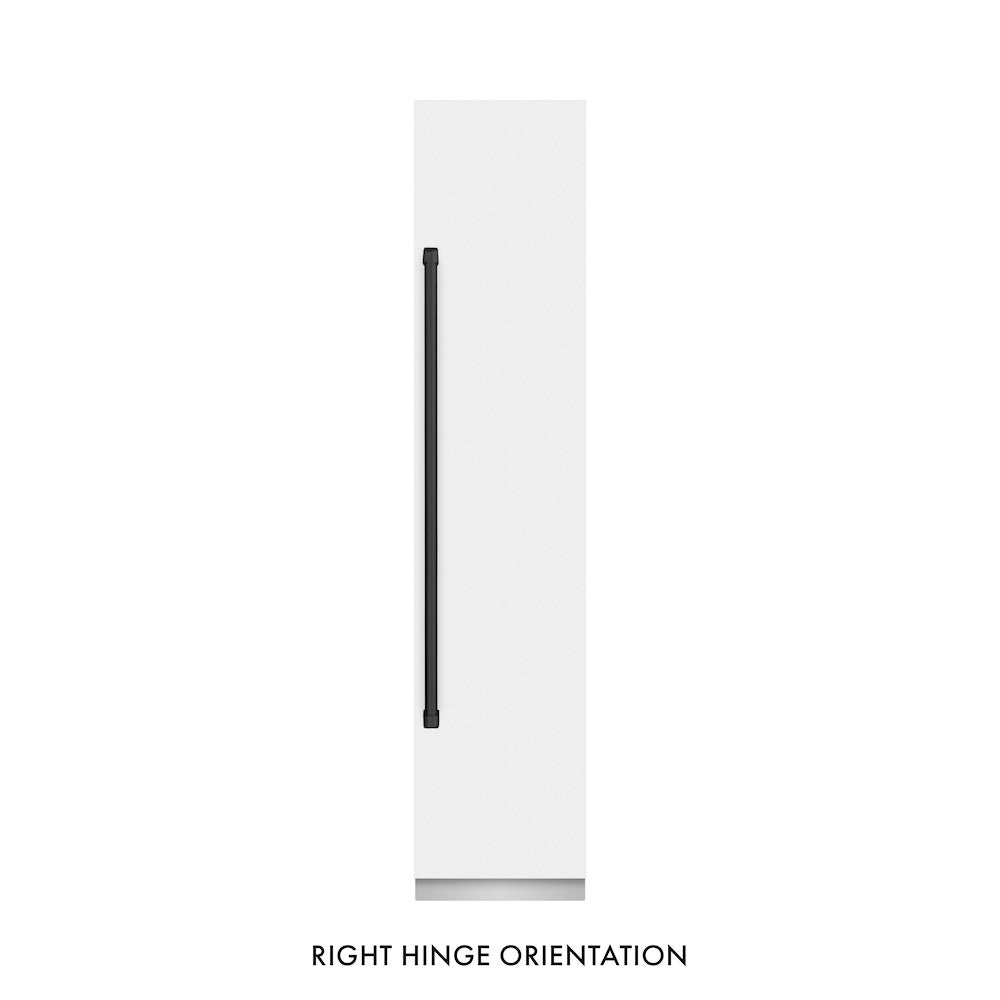 ZLINE Autograph Edition 18 Inch 8.6 Cu Ft Right Hinge Column Freezer - White Matte Finish with Graphite Gray Interior & Matte Black Accents (RCFVRZ WM 18 MB) | Perfect for Home Kitchen, Basement, Garage or Commercial Use | Energy Efficient Freezer for Frozen Food Storage