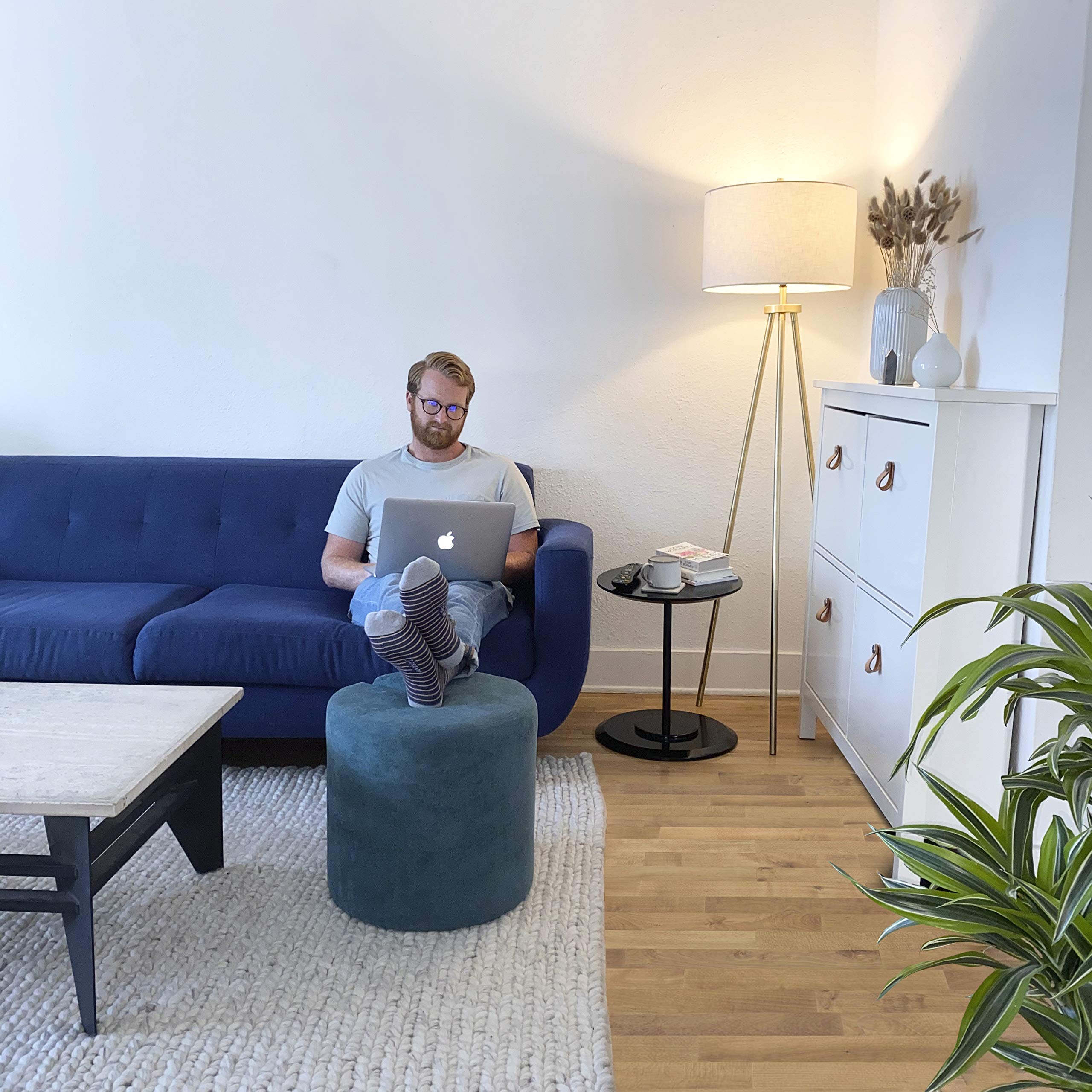 Modern Peacock Blue Accent Table & 18