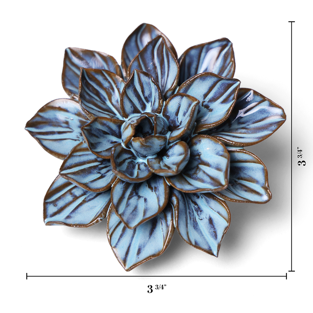 Japanese Ceramic Flower Vase - Handcrafted Blue Aster Design for Home Decor, Wedding Centerpiece & Gift Ideas