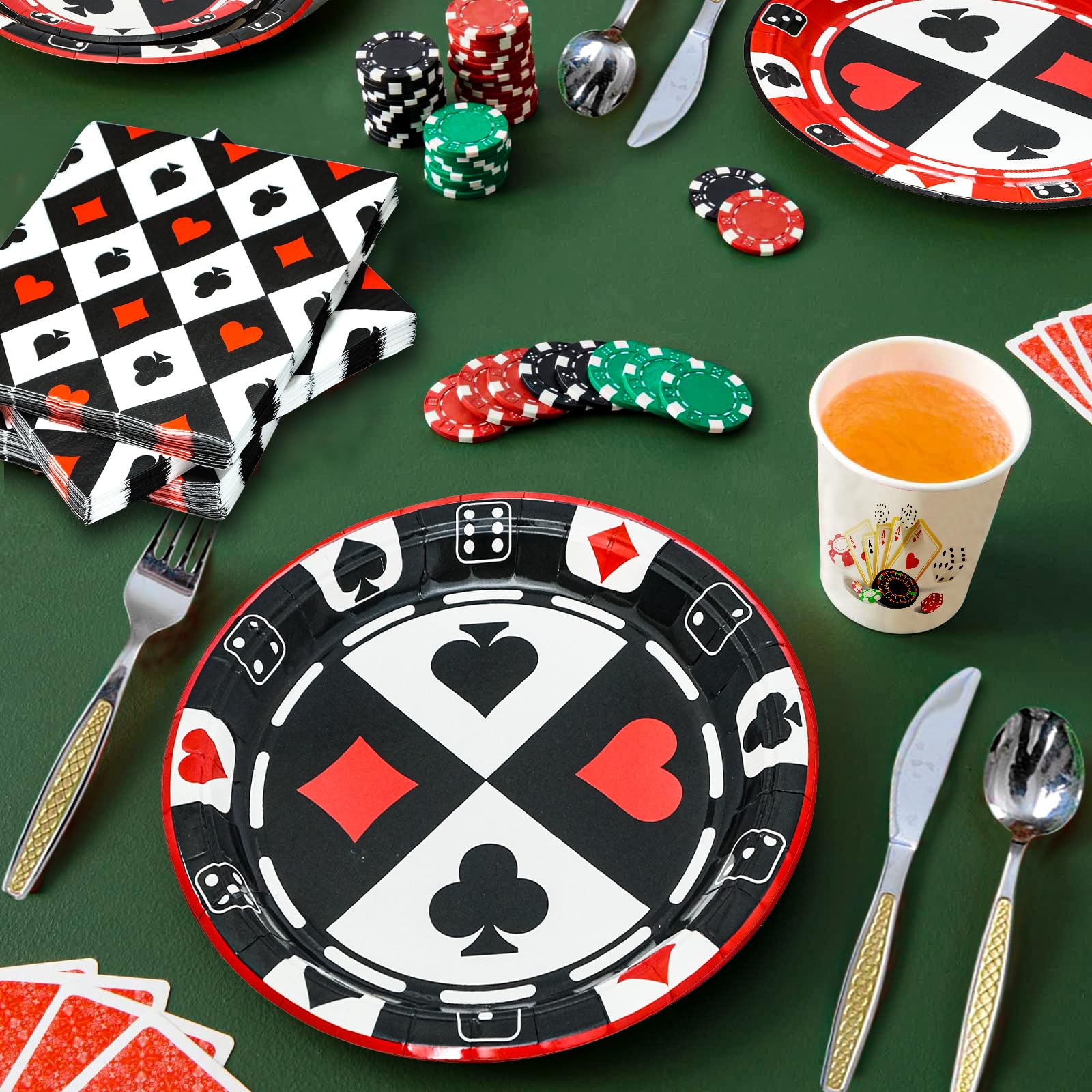 180PCS Casino Party Supplies Set - Poker Themed Paper Plates & Napkins Kit for 60 Guests | Includes Dinner Plates, Dessert Plates & Napkins | Perfect for Casino Night, Poker Club Events & Birthday Party Decorations | Ideal for Themed Parties, Game Nights & Special Celebrations
