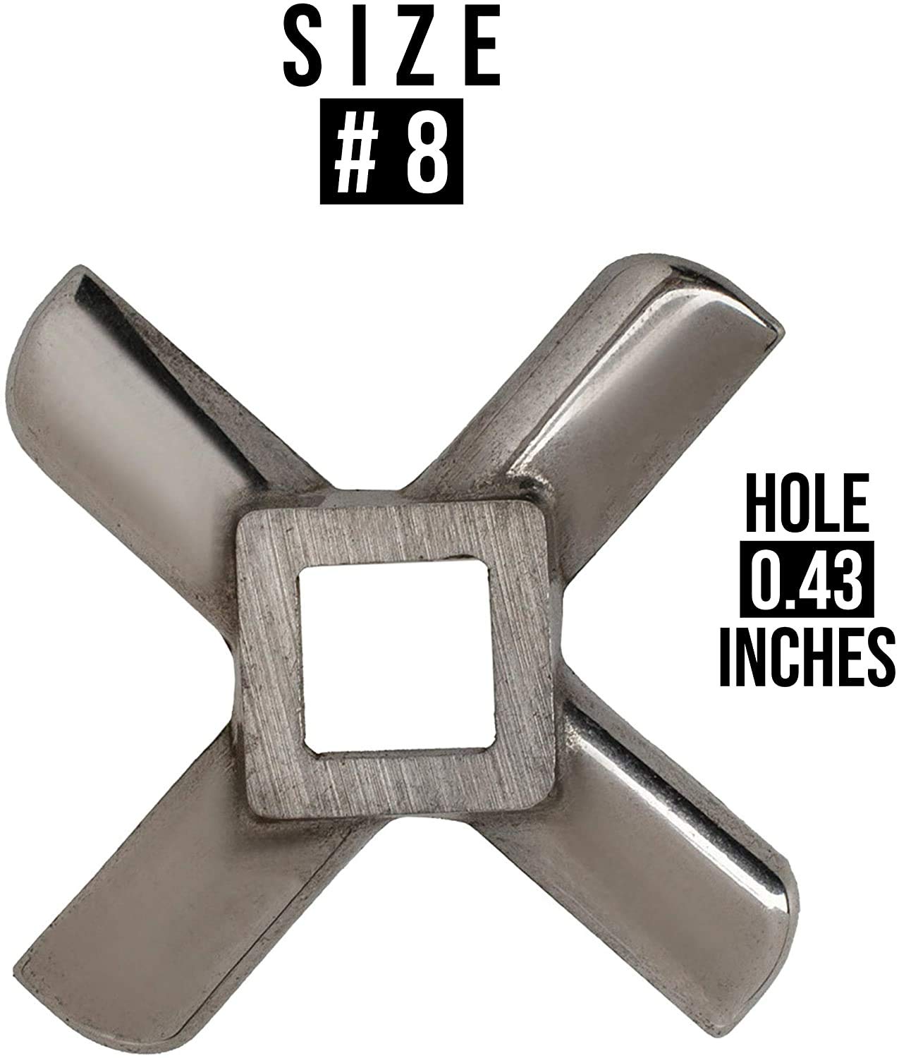 Premium #8 Stainless Steel Meat Grinder Blades - 3-Piece Replacement Set - Universal Fit for Most Meat Grinders - Perfect for Home Kitchens, Butcher Shops & Food Processing