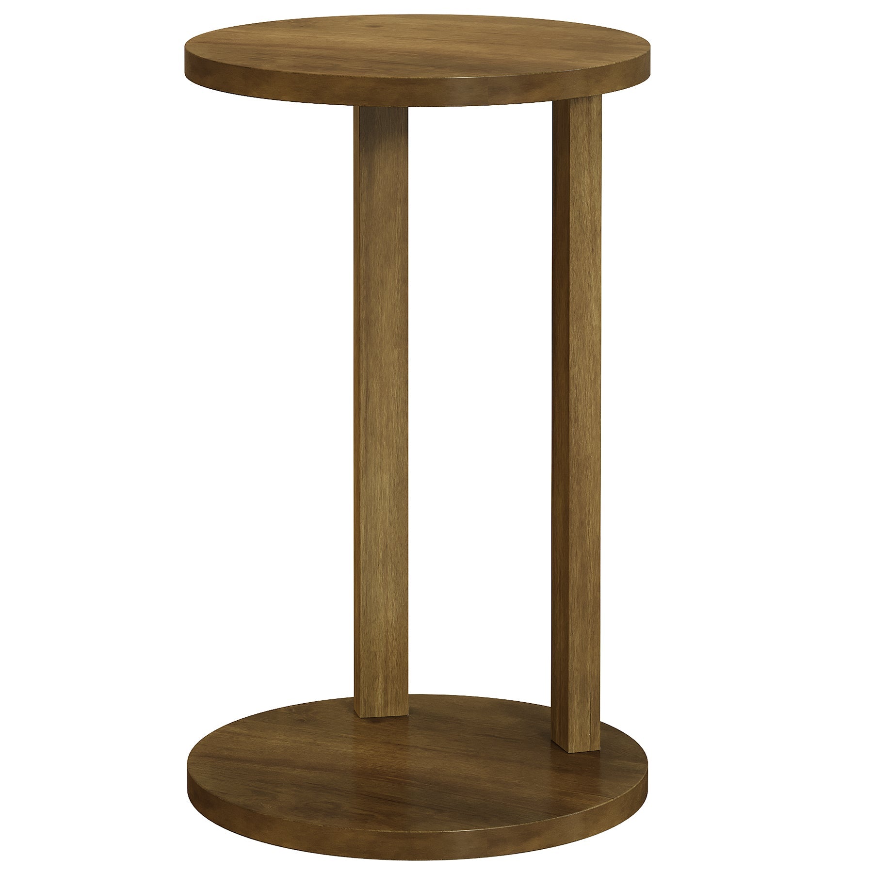 Round End Table with 2 Tiers & Solid Wood Legs - Stylish Side Table for Living Room, Bedroom, or Office Décor