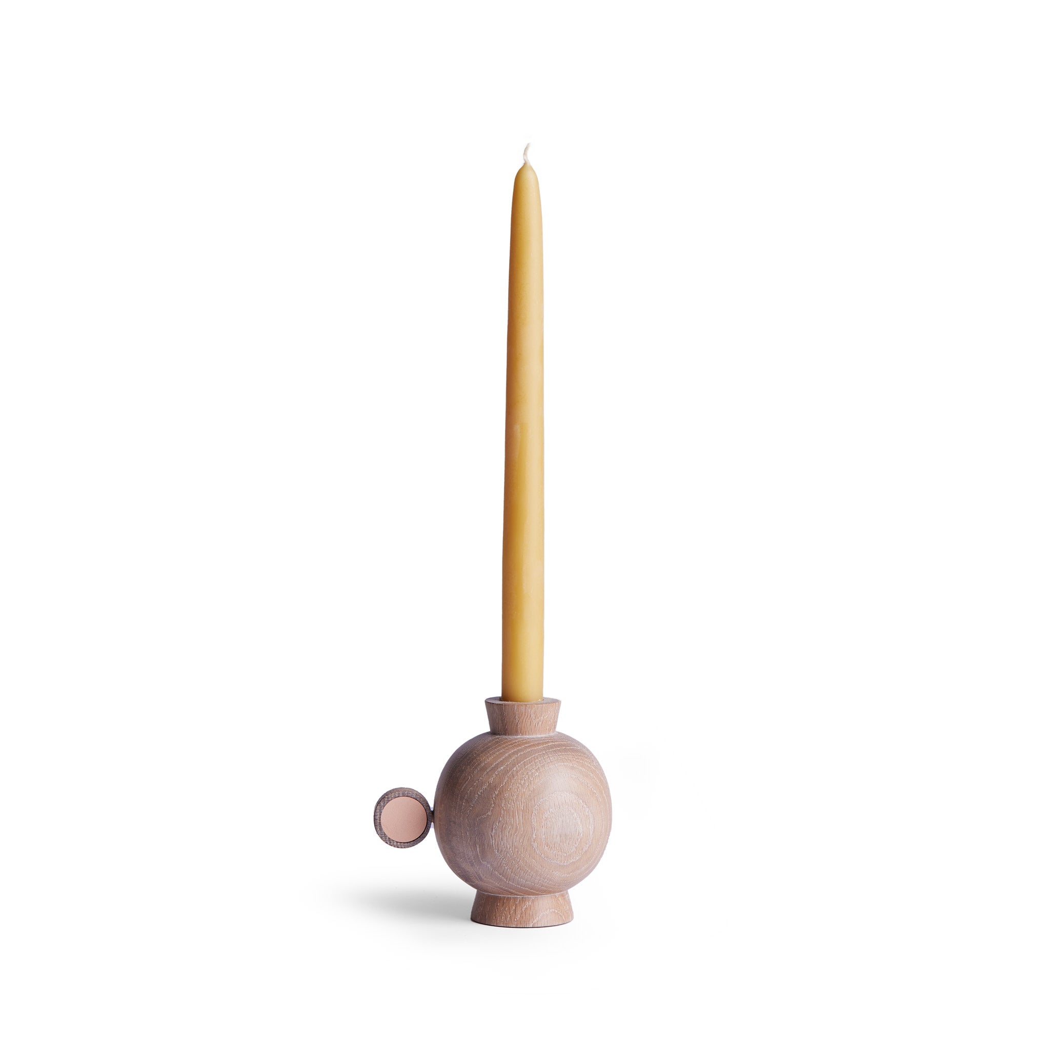 Cerused Oak Short Candlestick Holder - Elegant Home Decor for Dining Table, Wedding Centerpiece & Holiday Decorations