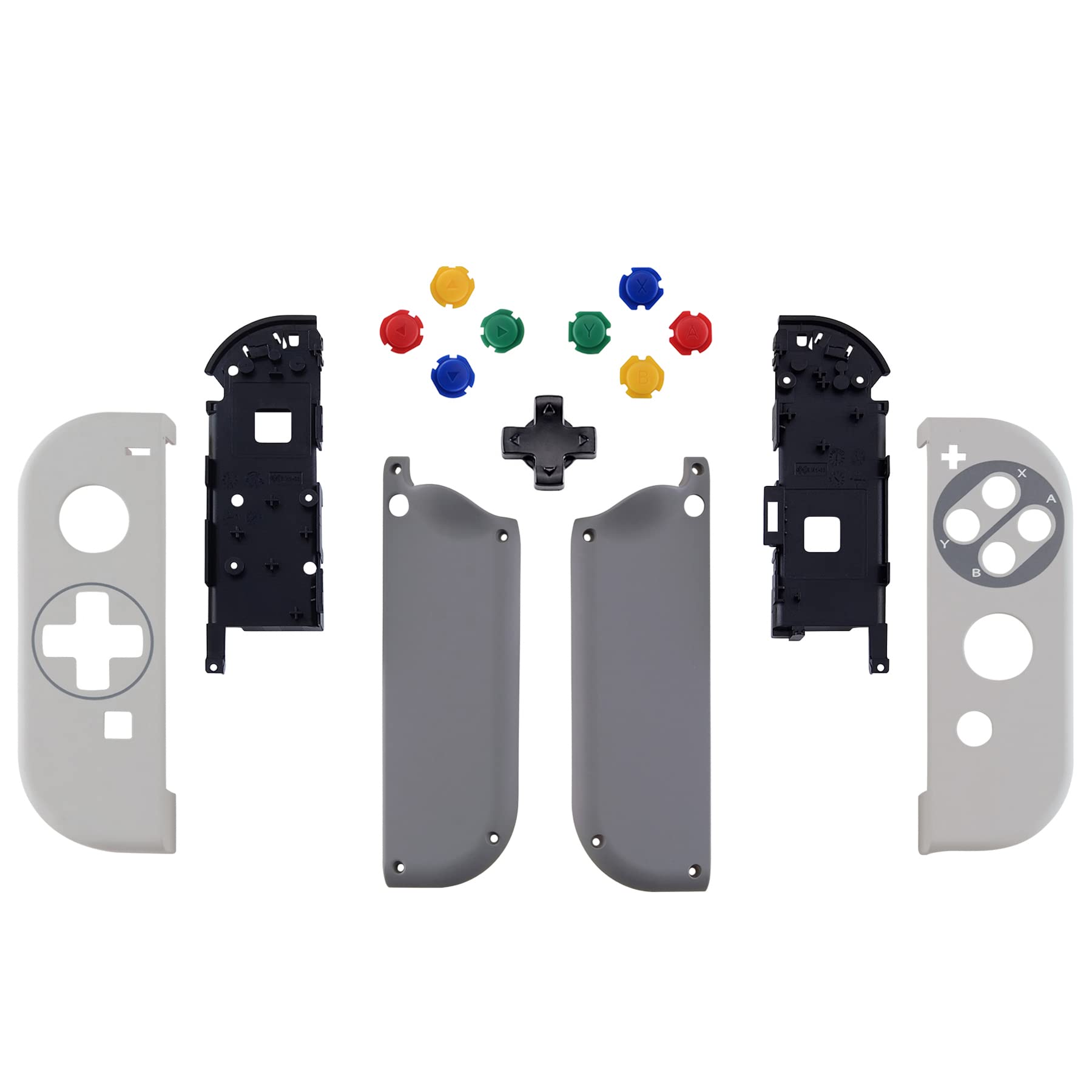 eXtremeRate Replacement Shell with D-Pad Buttons for Nintendo Switch Joycon (D-Pad Version) - Custom SNES Classic Design for Nintendo Switch & OLED Joycon - Perfect for Retro Gaming & Controller Customization